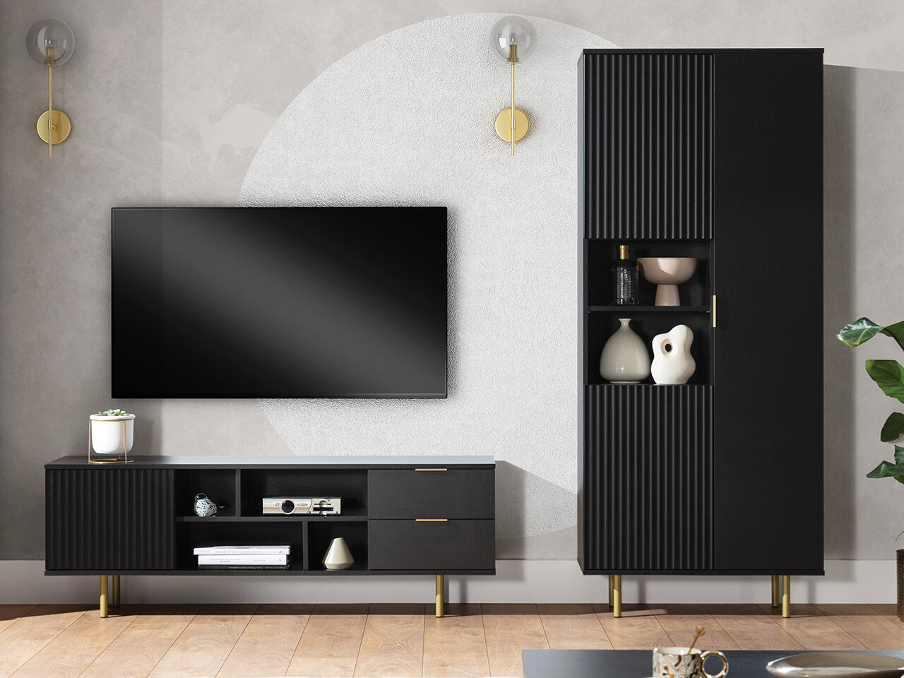 Set de living Decus III (Negru)