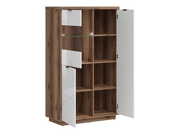 Set de living Fivale 110 (Stejar Delano închis + Alb lucios)