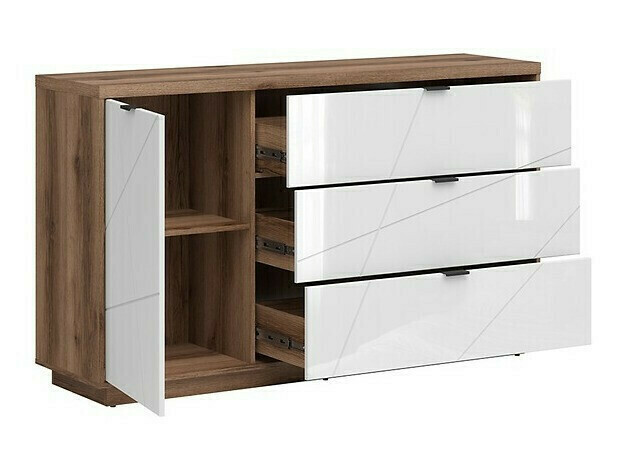 Set de living Fivale 110 (Stejar Delano închis + Alb lucios)