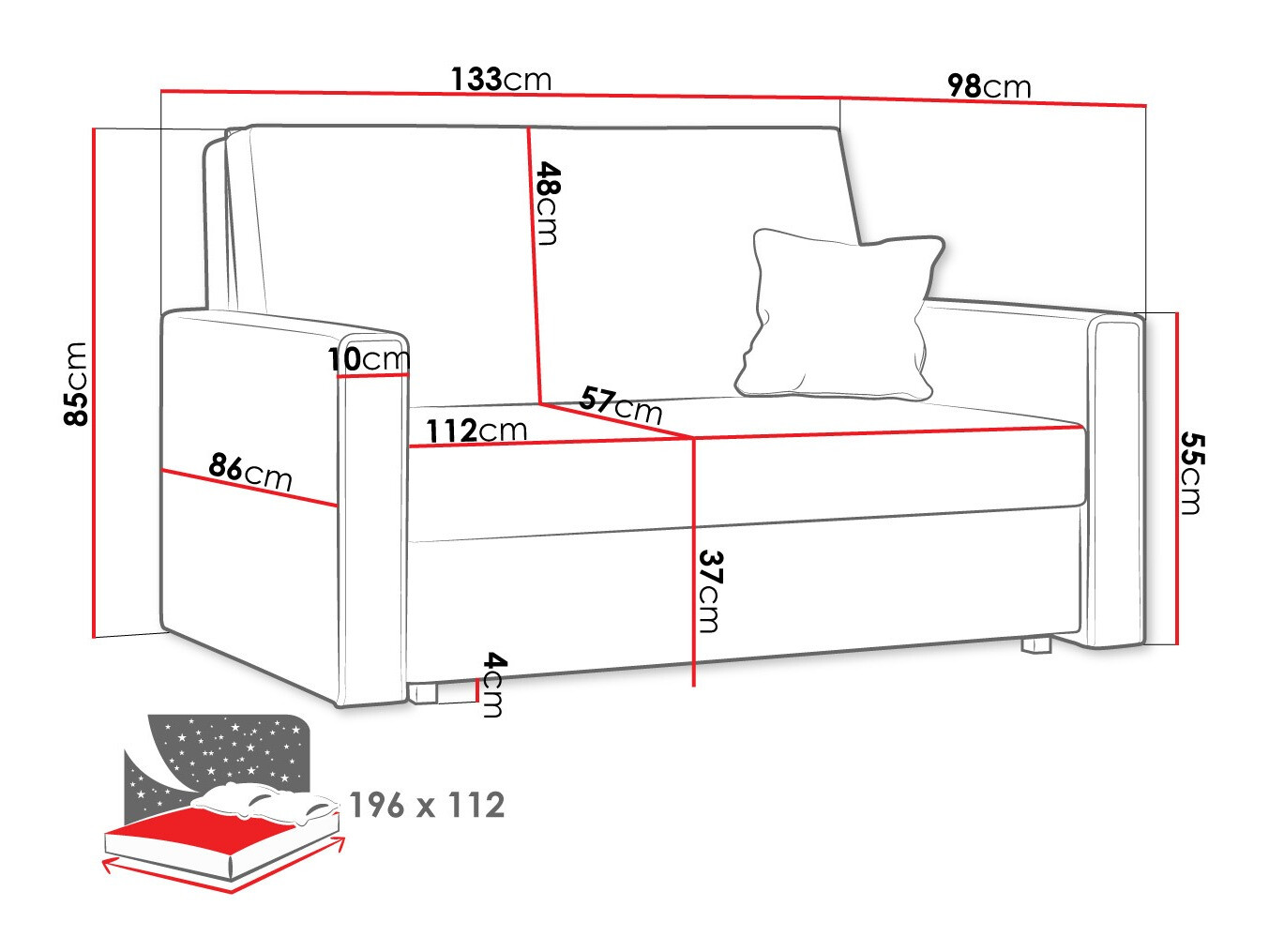 Canapea extensibilă Morel II (Poso 110)
