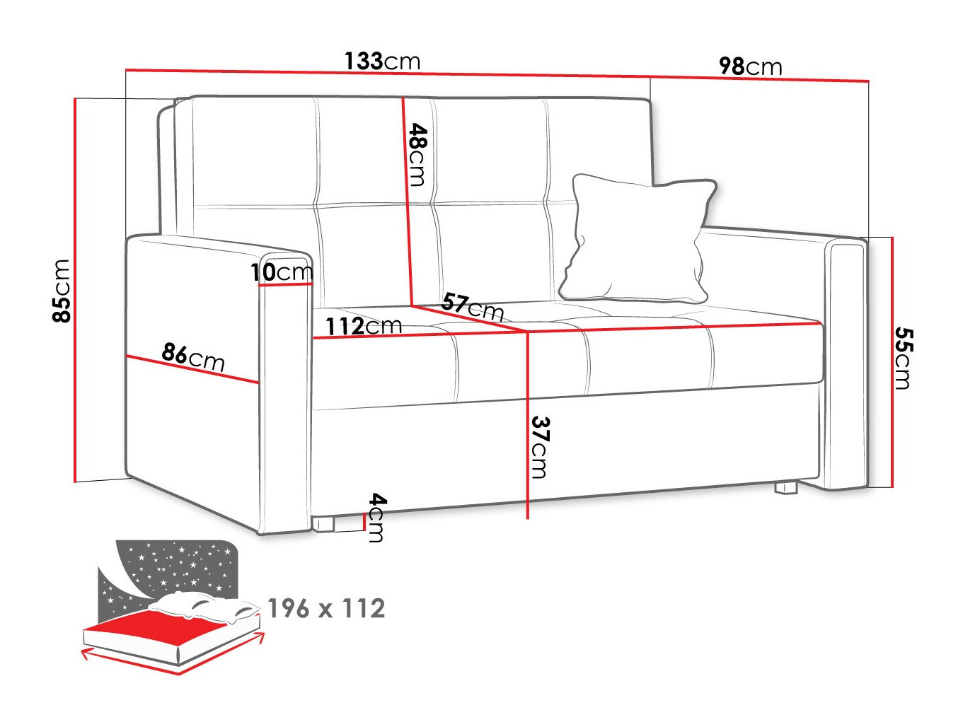 Canapea extensibilă Nuvora II (Alova 04 + Alova 46)