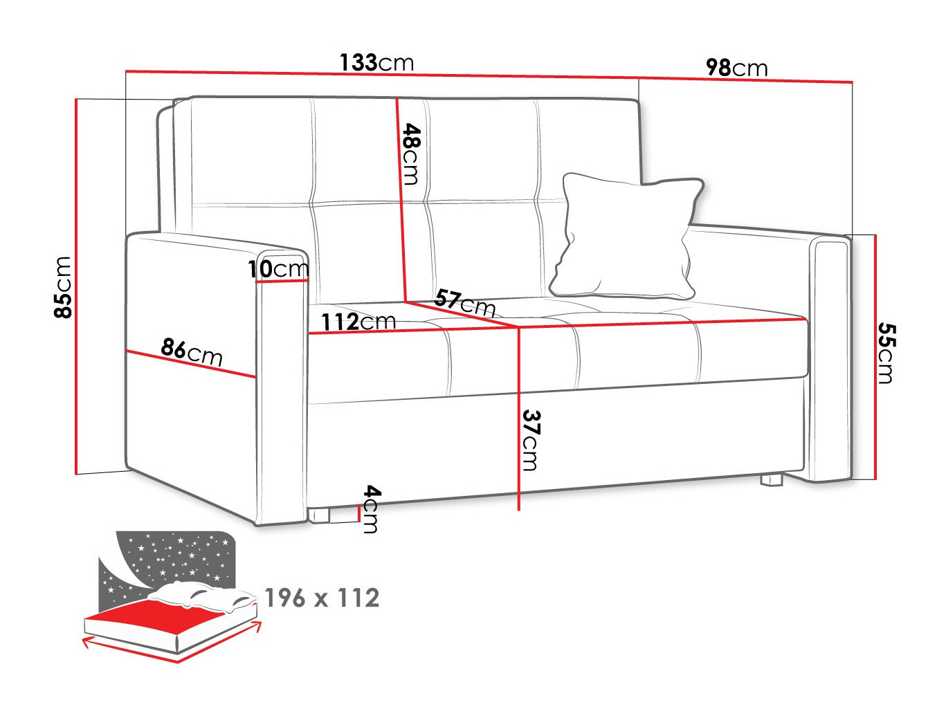 Canapea extensibilă Nuvora II (Alova 36 + Alova 29)