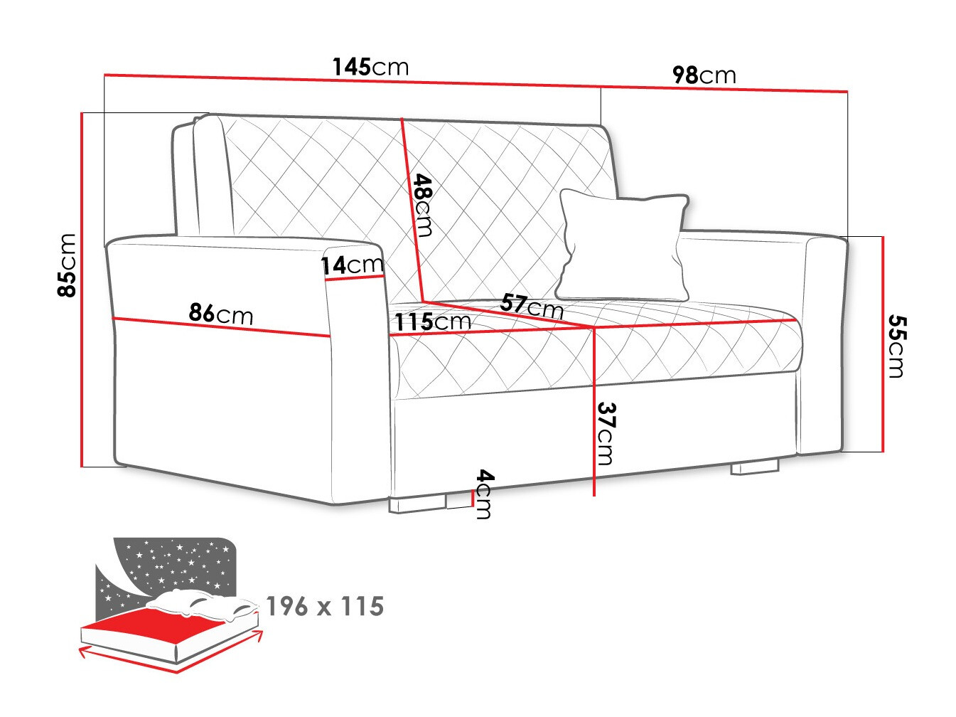 Canapea extensibilă Clarona II (Zanzibar 182)