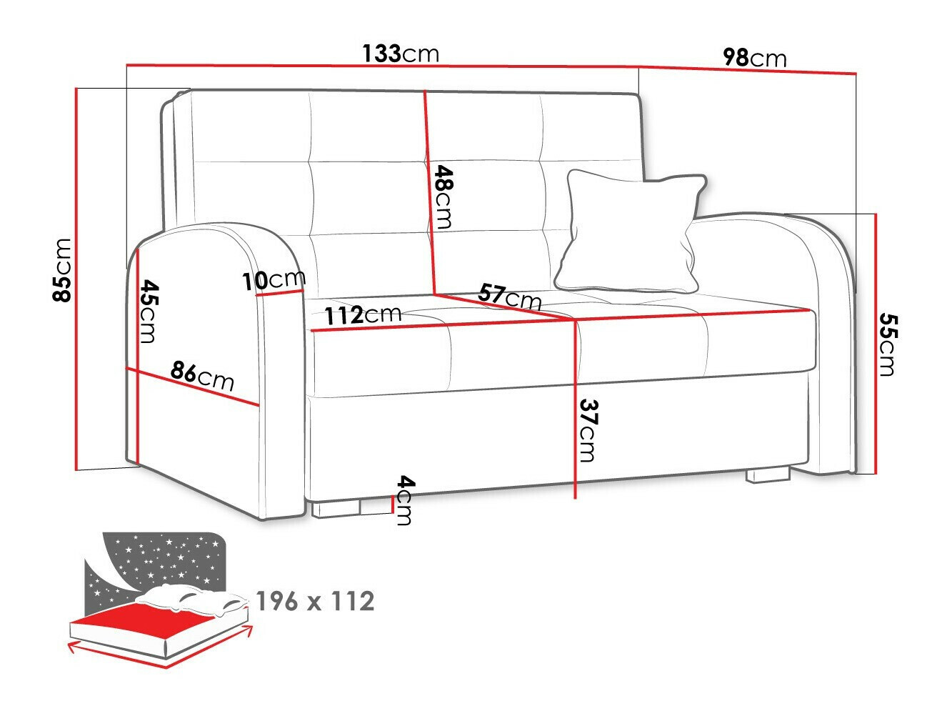 Canapea extensibilă Columbus 115 (Kronos 02)