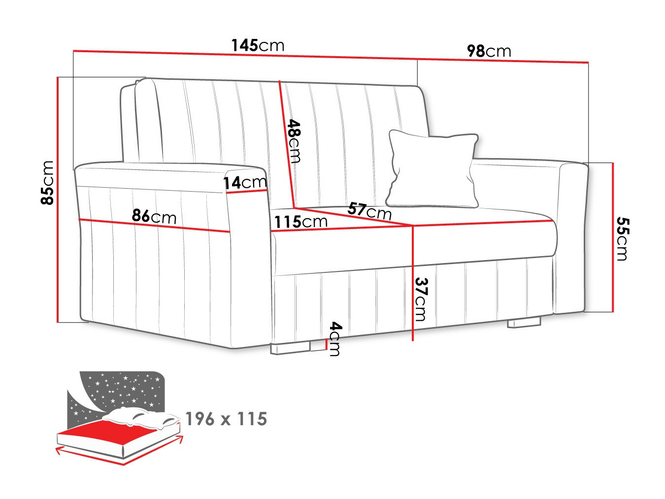 Canapea extensibilă Orinen II (Kronos 27)