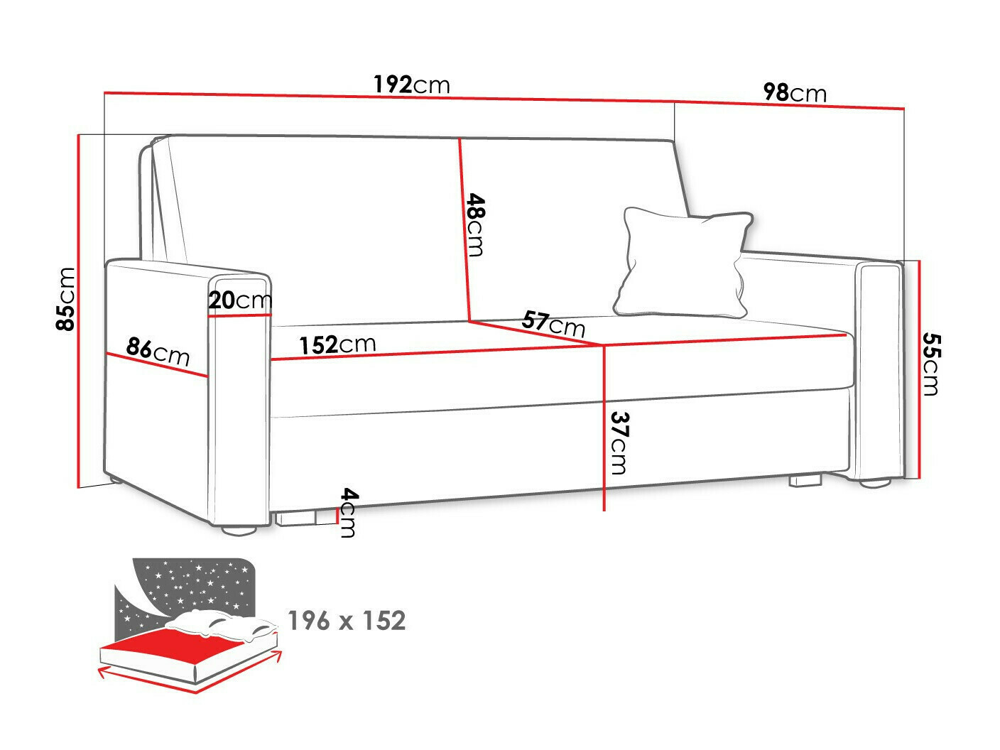 Canapea extensibilă Clarlen IV (Poso 100)