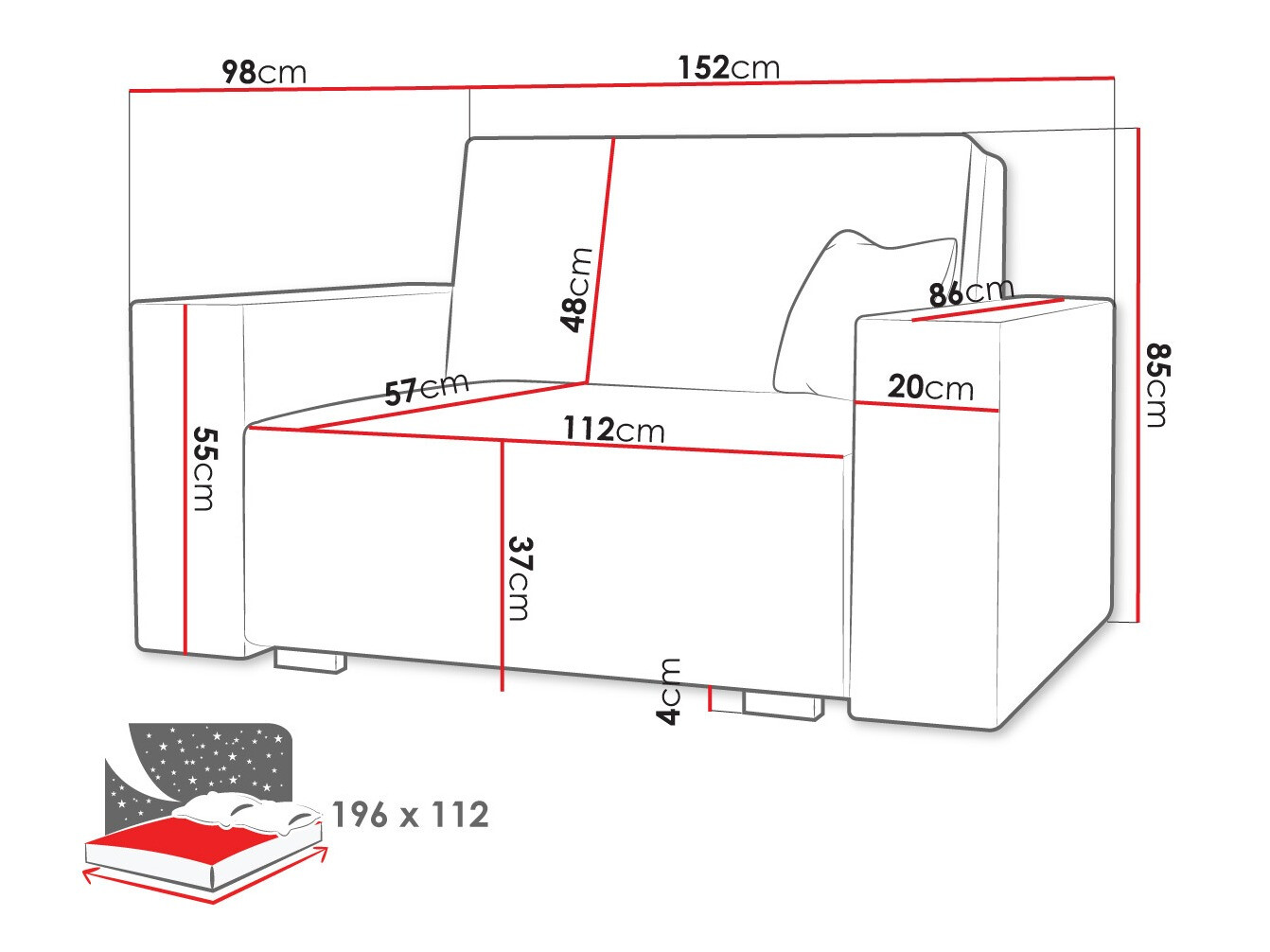 Canapea extensibilă Serora II (Neve 3)