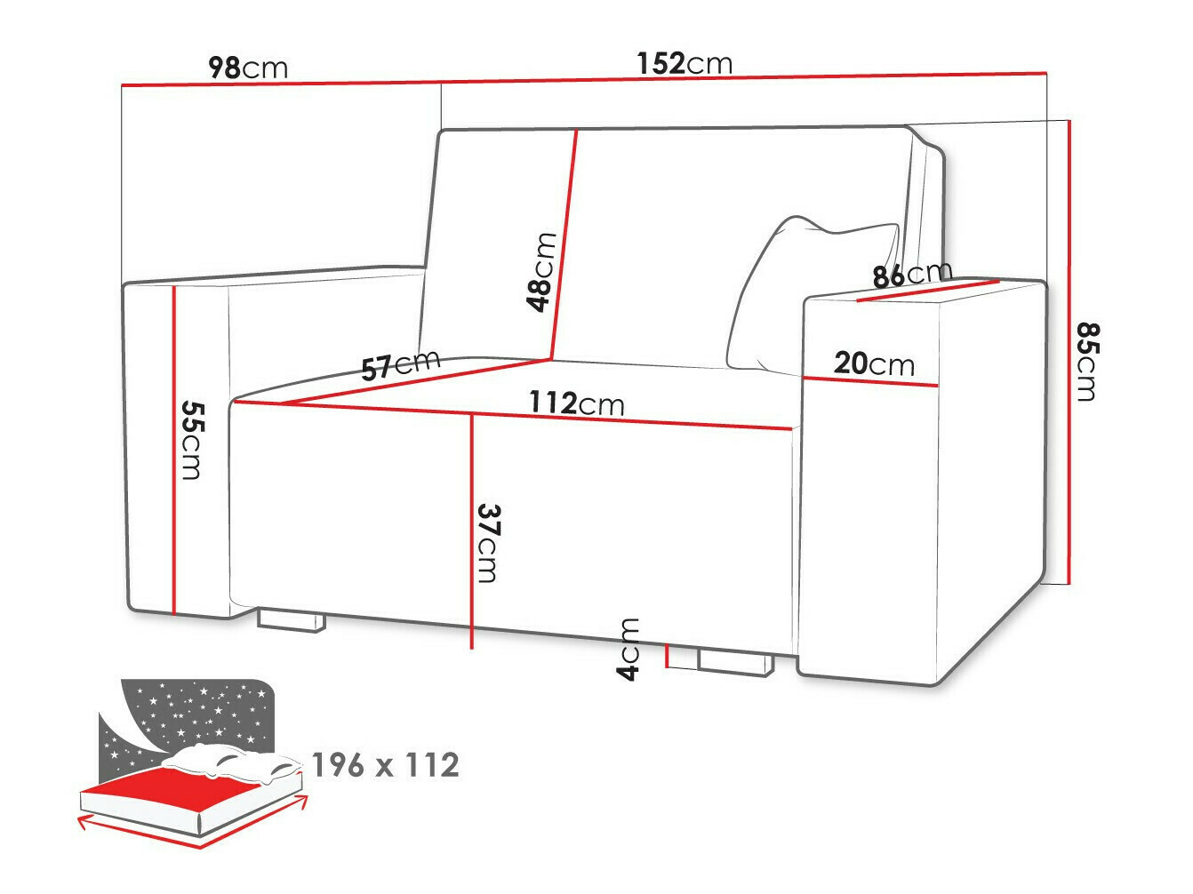Canapea extensibilă Serora II (Neve 90)