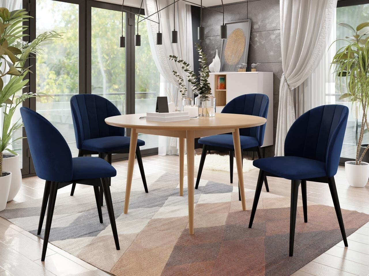 Set de dining Racine 127 (Negru + Magic Velvet 2216)