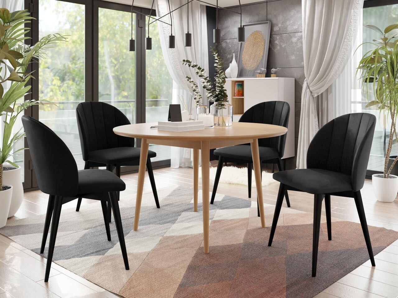Set de dining Racine 127 (Negru + Magic Velvet 2219)