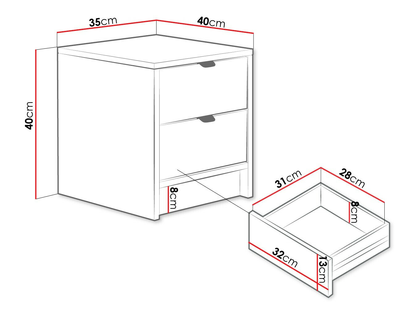 Noptieră Comfivo Papilio (Alb)