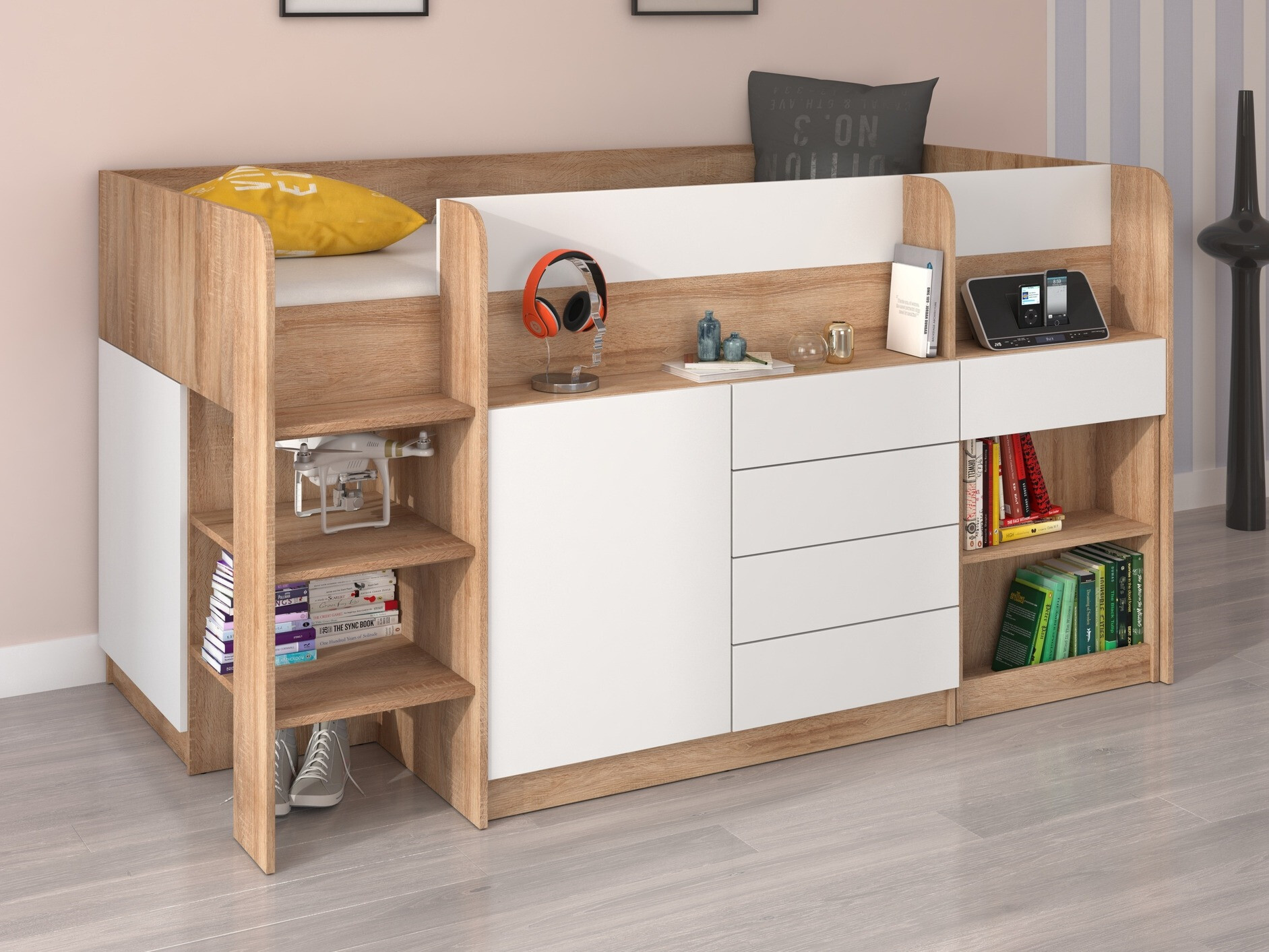 Pat înalt Gilroy 116 (Stejar Sonoma + Alb)