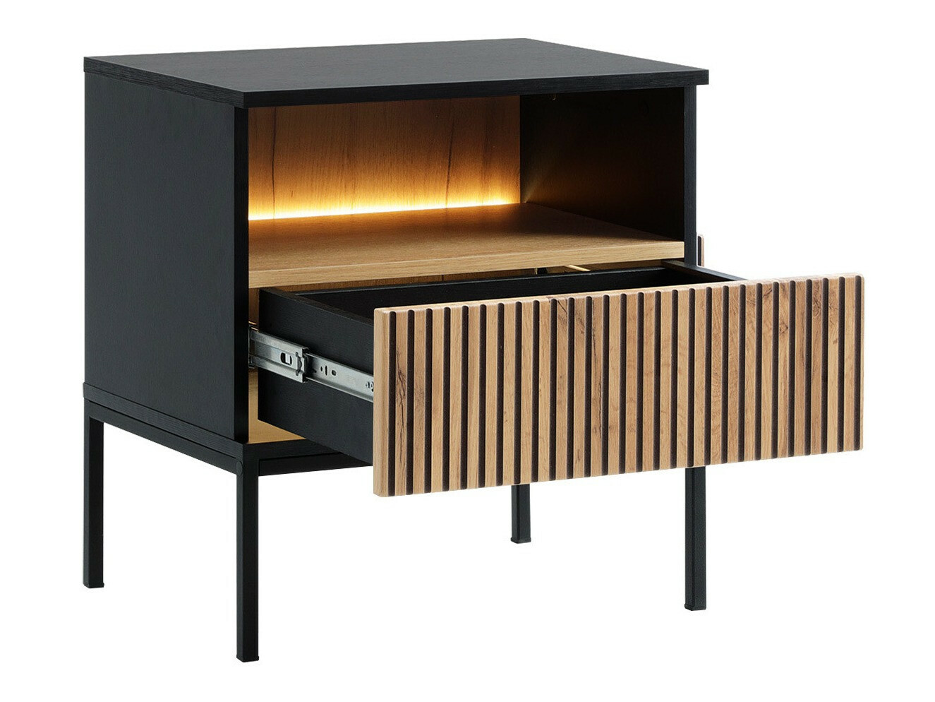 Noptieră Manal (Negru + Stejar Wotan)