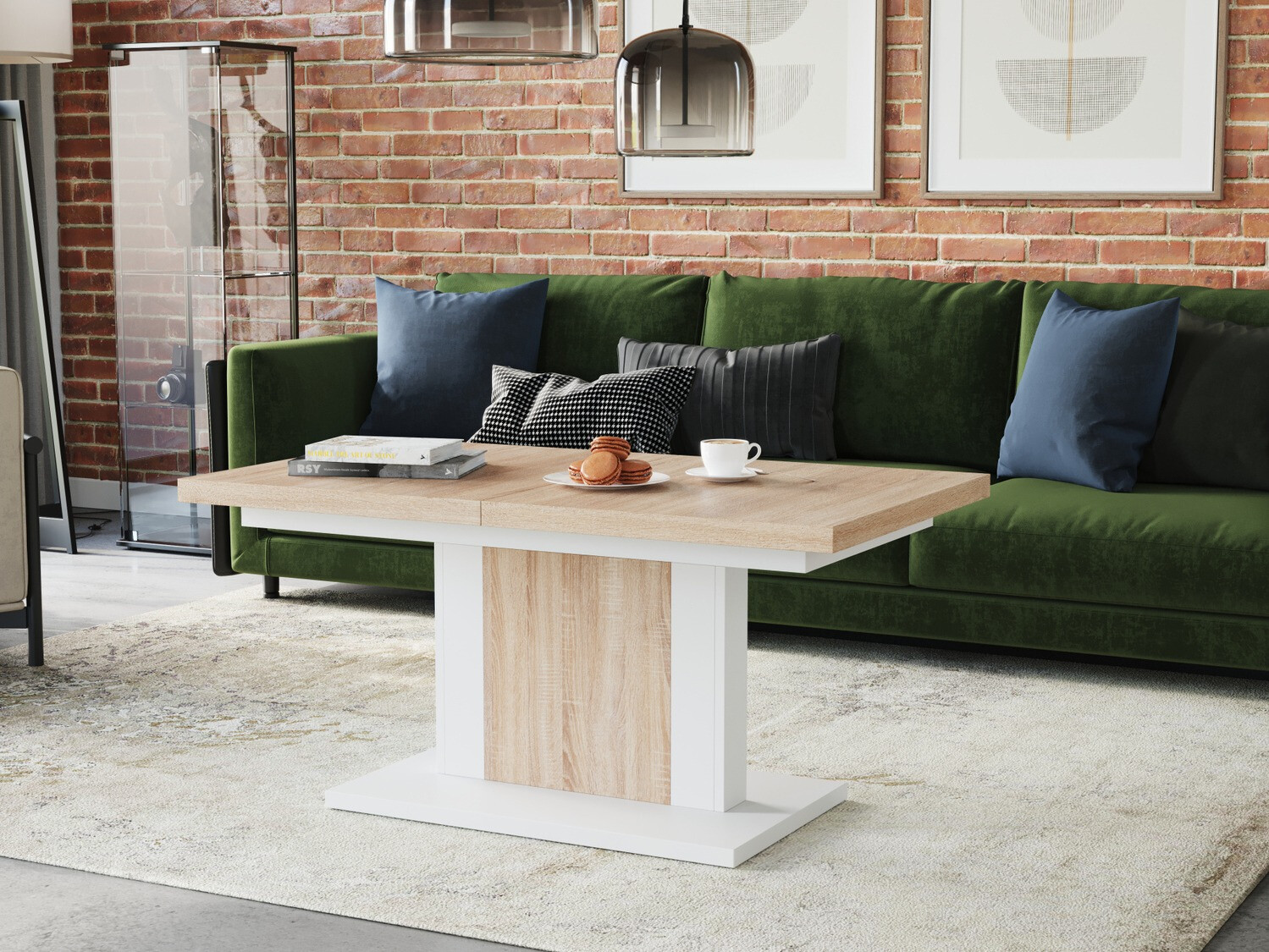 Masă de cafea rotativă Glendale 103 (Stejar Sonoma + Alb)