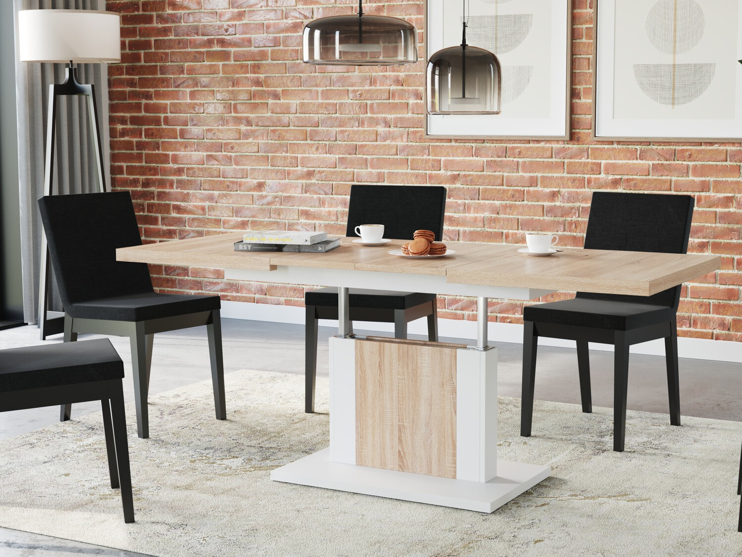 Masă de cafea rotativă Glendale 103 (Stejar Sonoma + Alb)