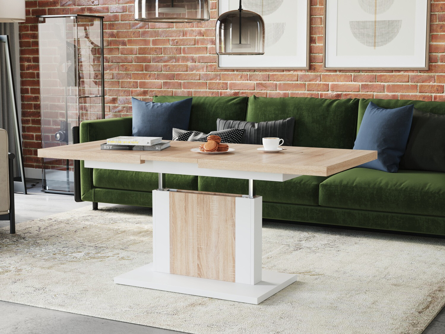 Masă de cafea rotativă Glendale 103 (Stejar Sonoma + Alb)