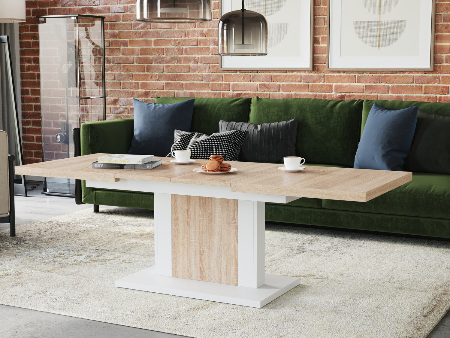 Masă de cafea rotativă Glendale 103 (Stejar Sonoma + Alb)