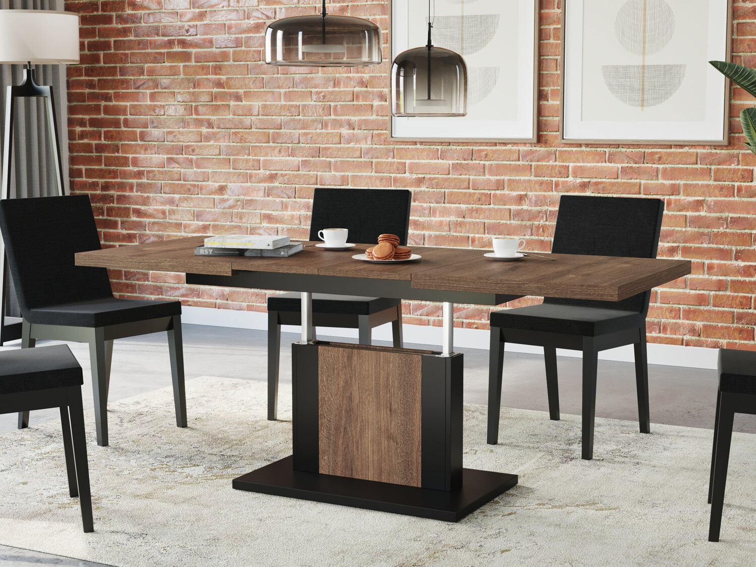 Transforming măsuță de cafea Glendale 103 (Stejar închis + Negru)