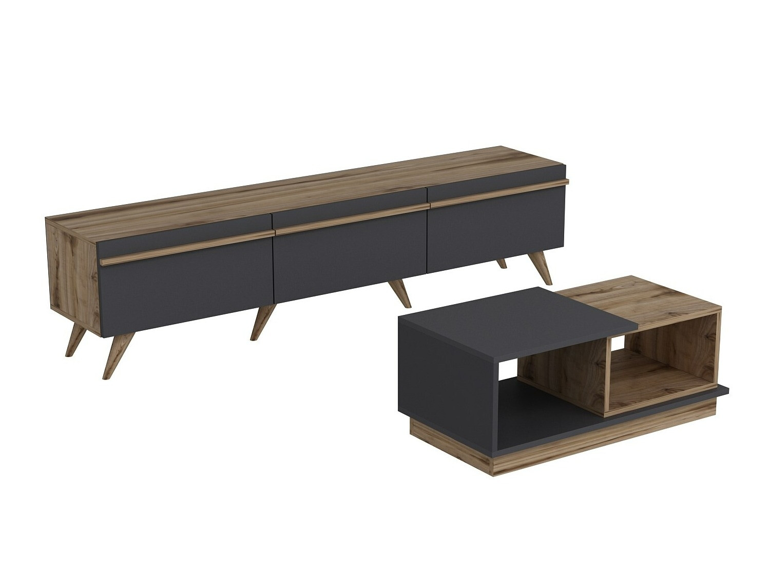 Set de living Kailua 1705 (Antracit + Stejar)