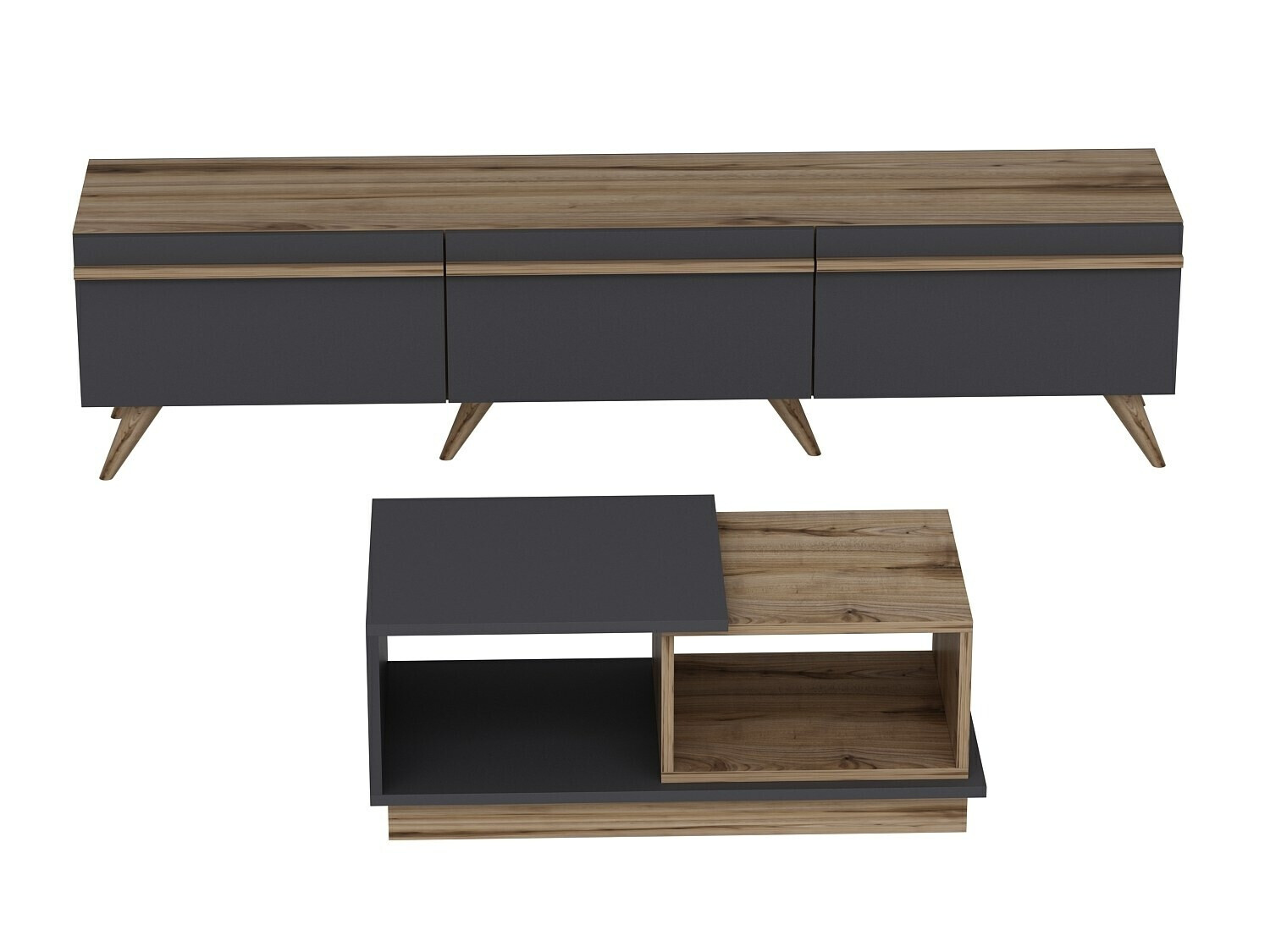 Set de living Kailua 1705 (Antracit + Stejar)