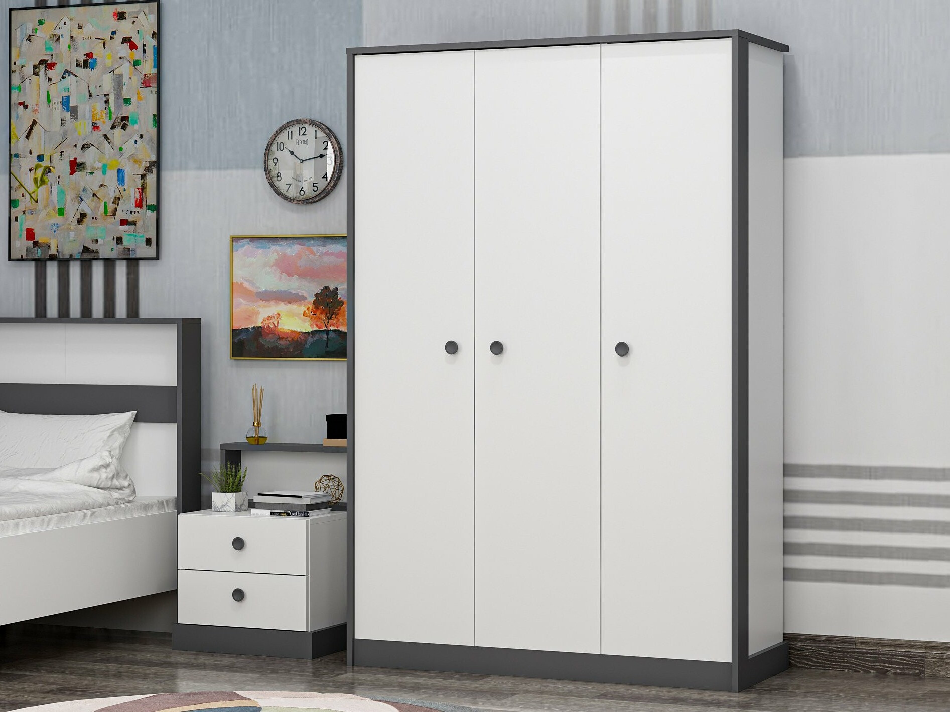 Dulap Marelbe 101 (Alb + Antracit)