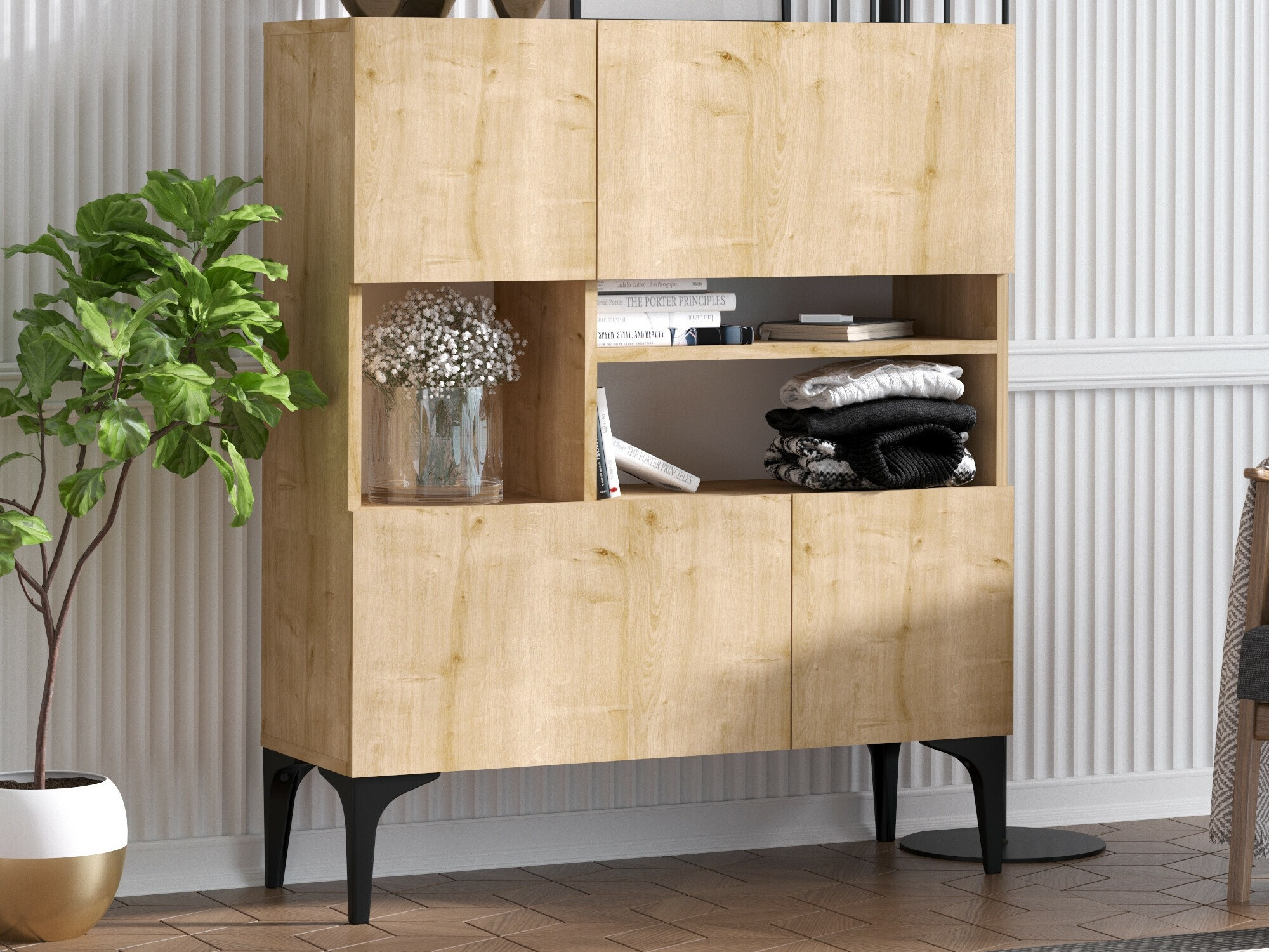 Bufet Vestesu 139 (Negru + Stejar)