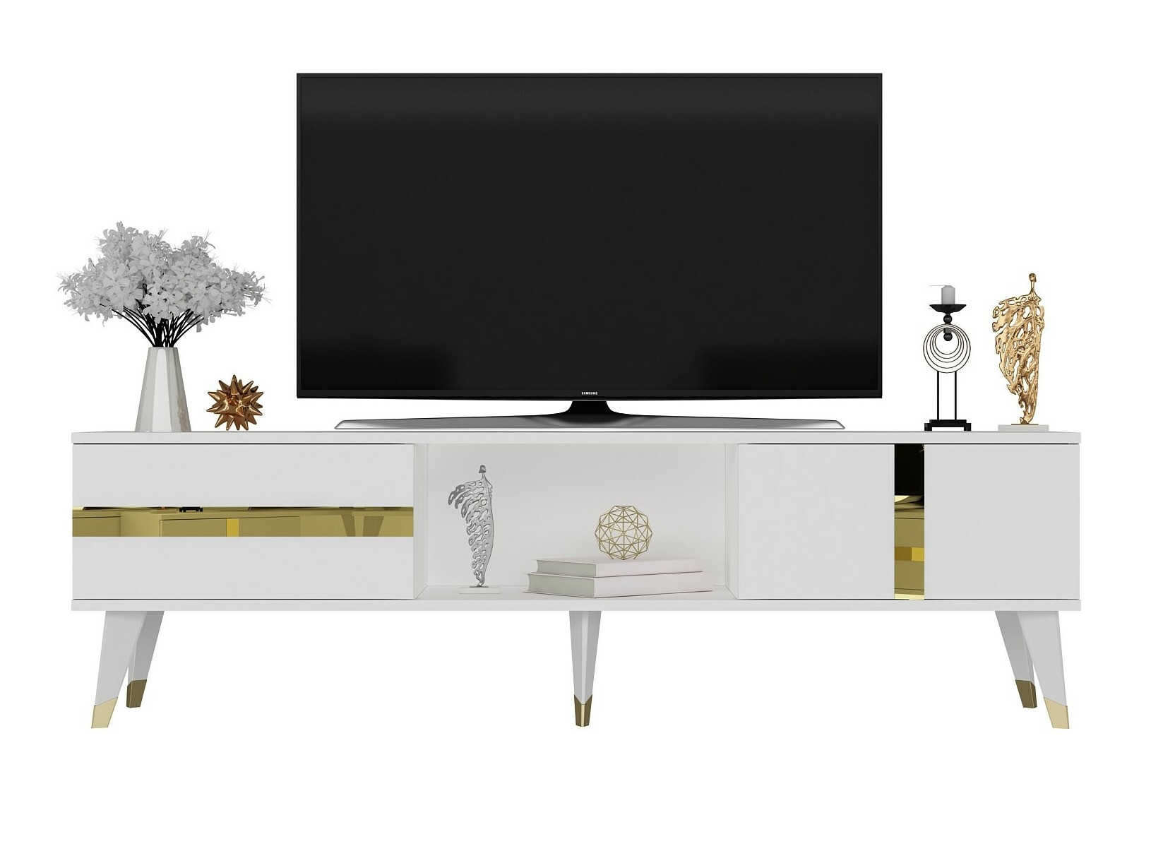 Comodă TV Kailua 1871 (Alb + Auriu)