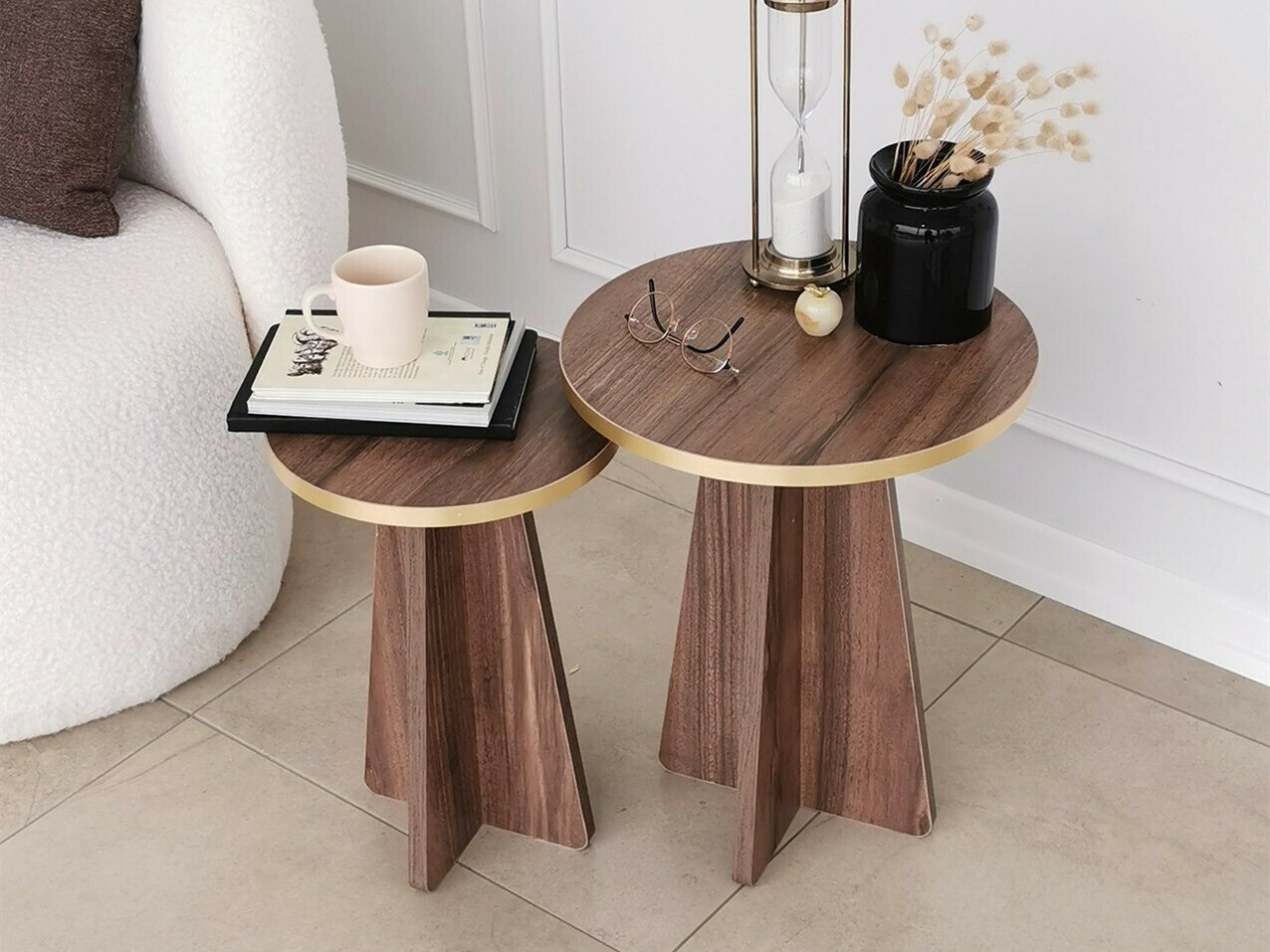 Set mese laterale Kailua 1858 (Nuc + Auriu)