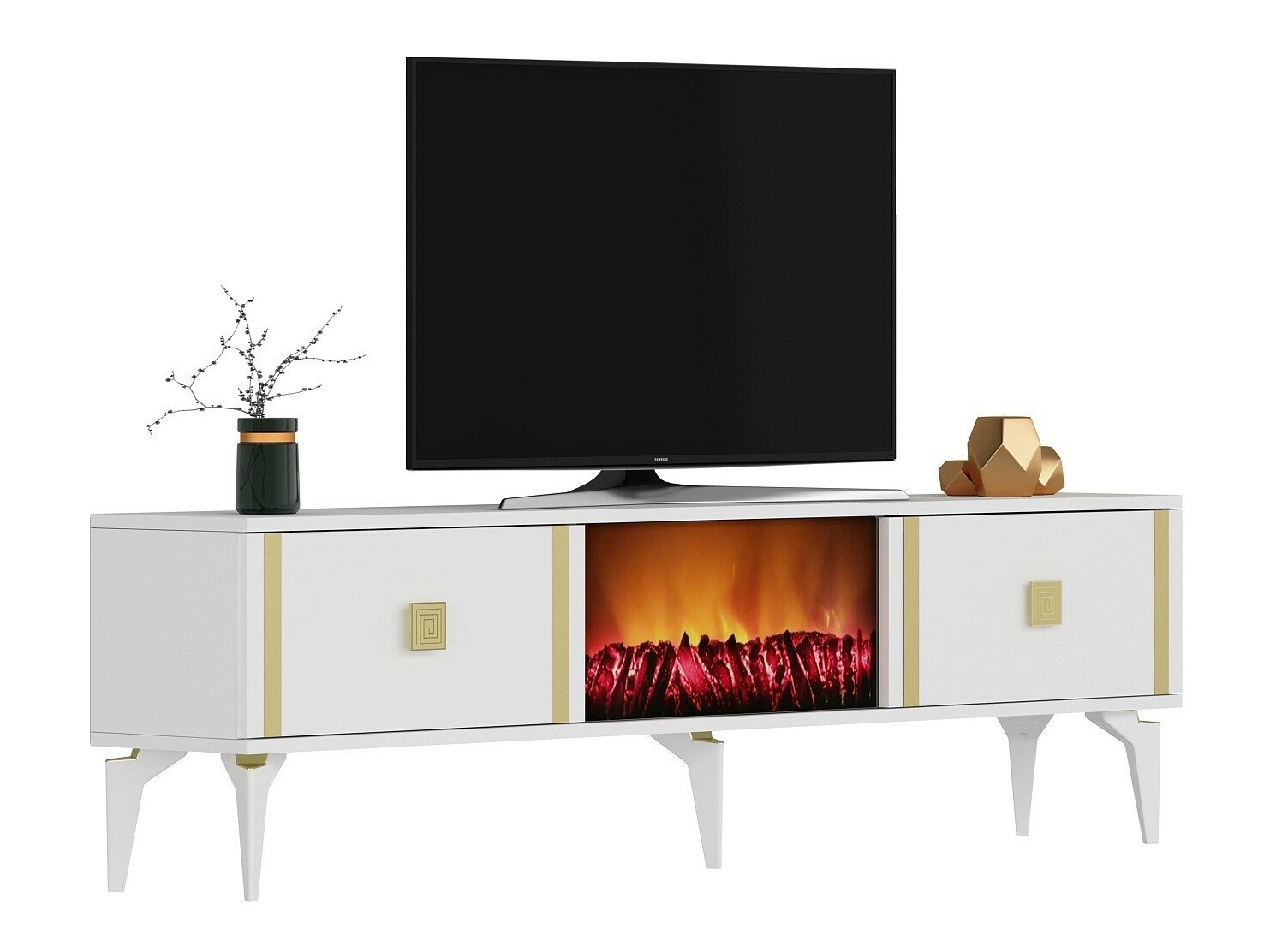 Comodă TV Kailua 1988 (Alb + Auriu)