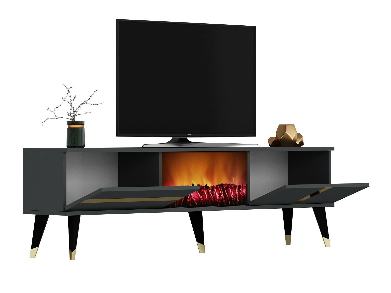 Comodă TV Kailua 1993 (Antracit + Auriu)