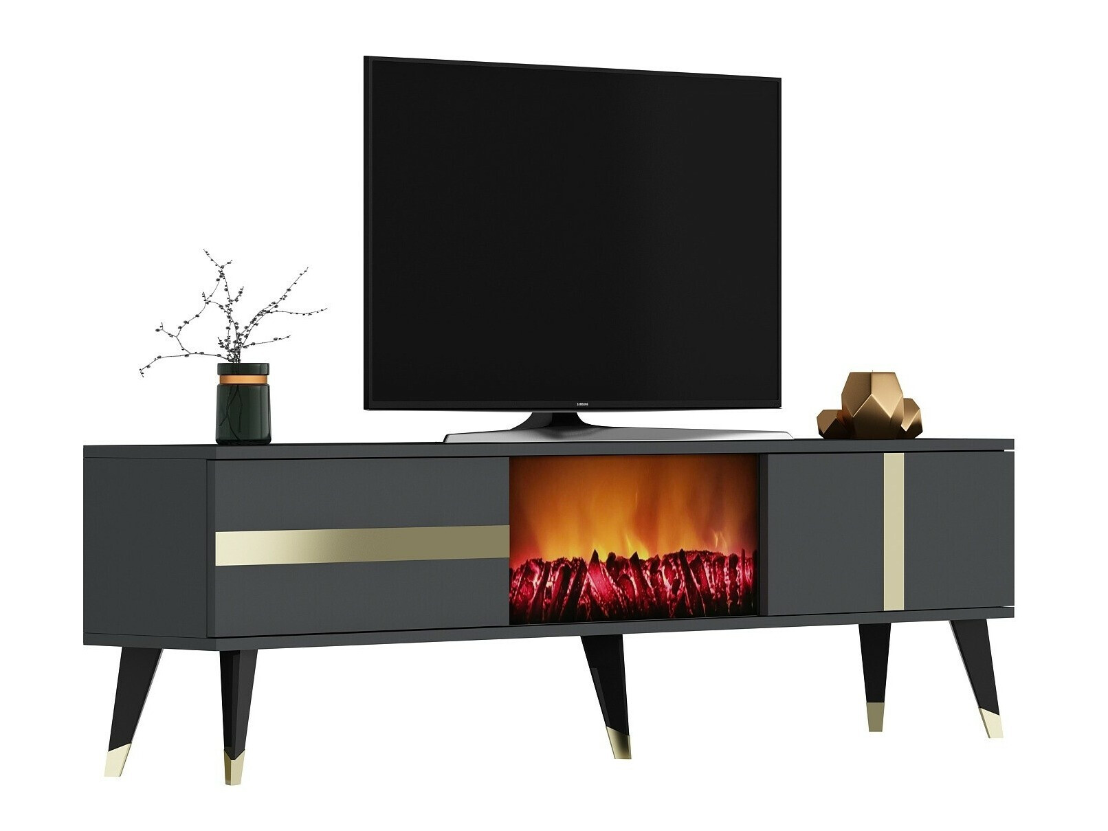 Comodă TV Kailua 1993 (Antracit + Auriu)