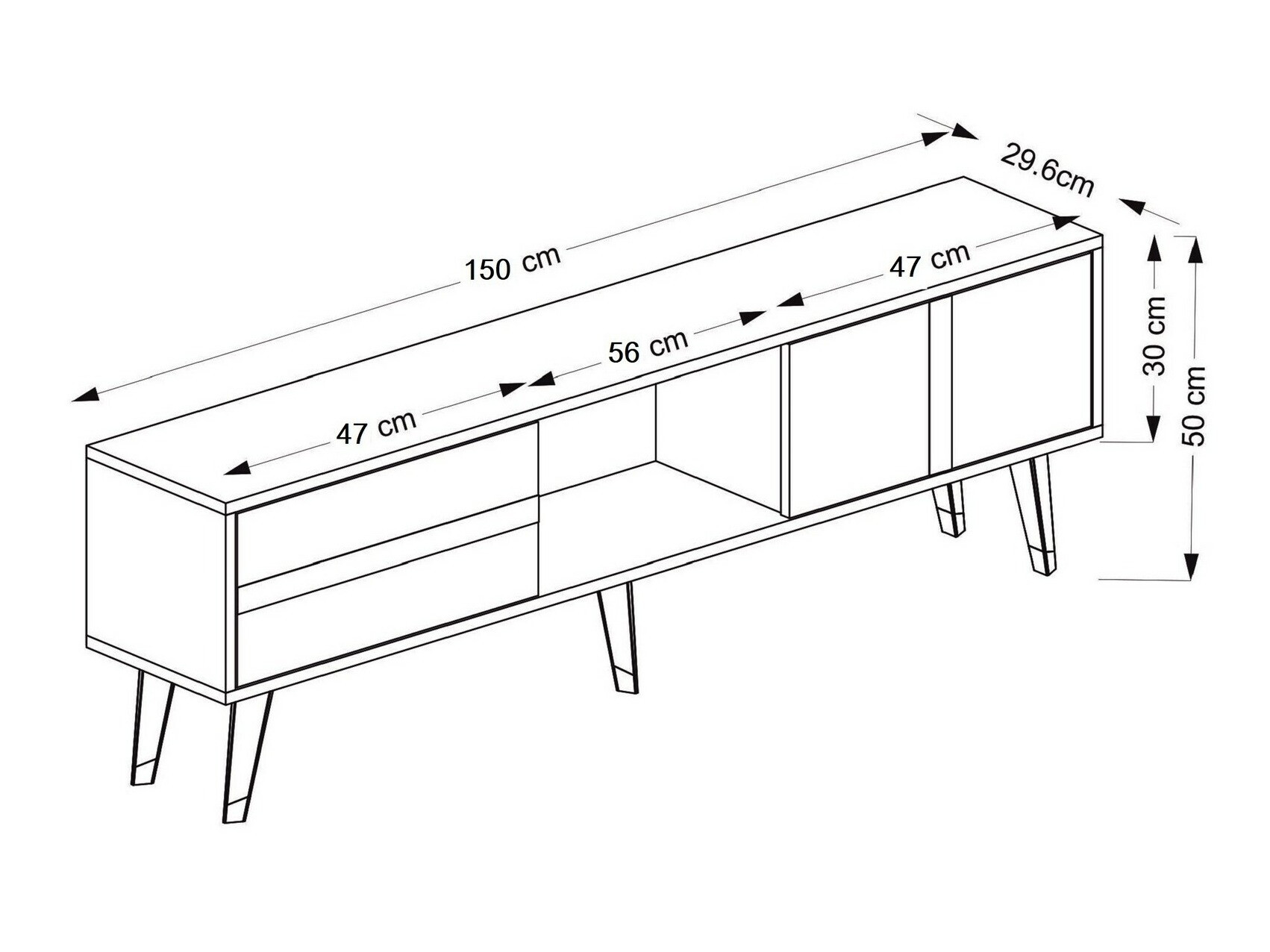 Comodă TV Kailua 1993 (Antracit + Auriu)