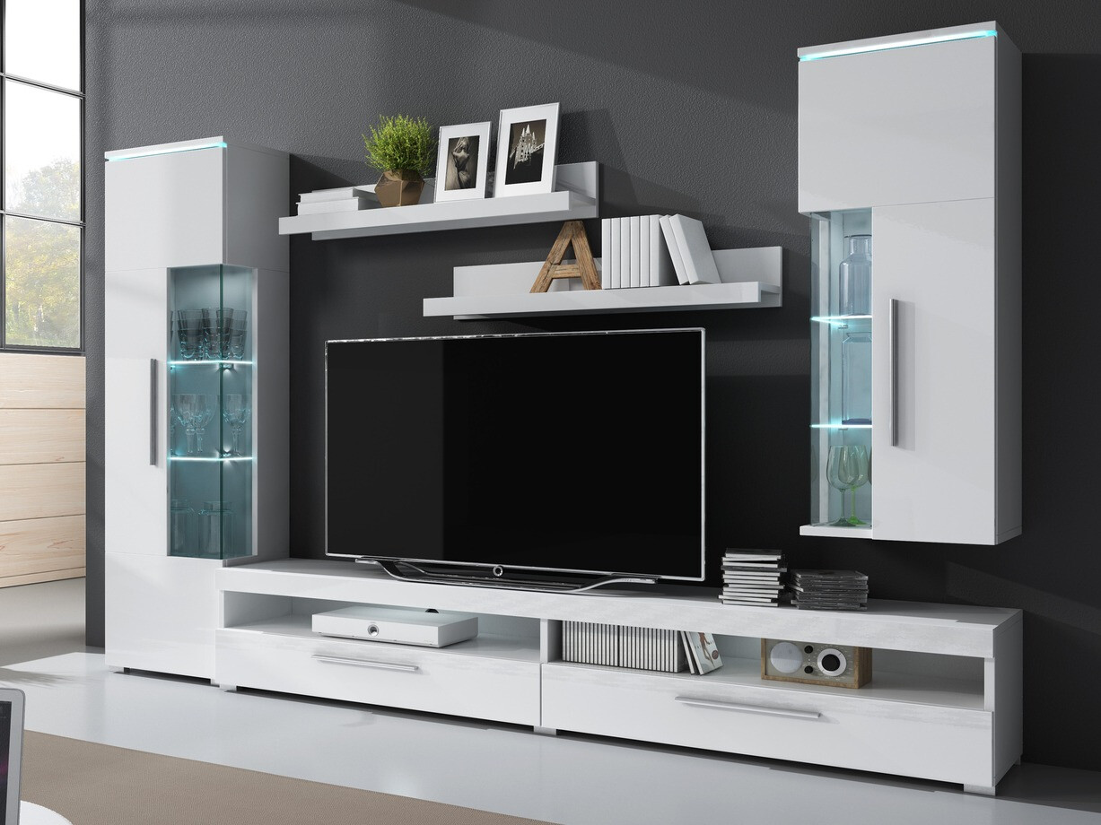 Set de living Torvire 108 (Alb + Alb lucios)