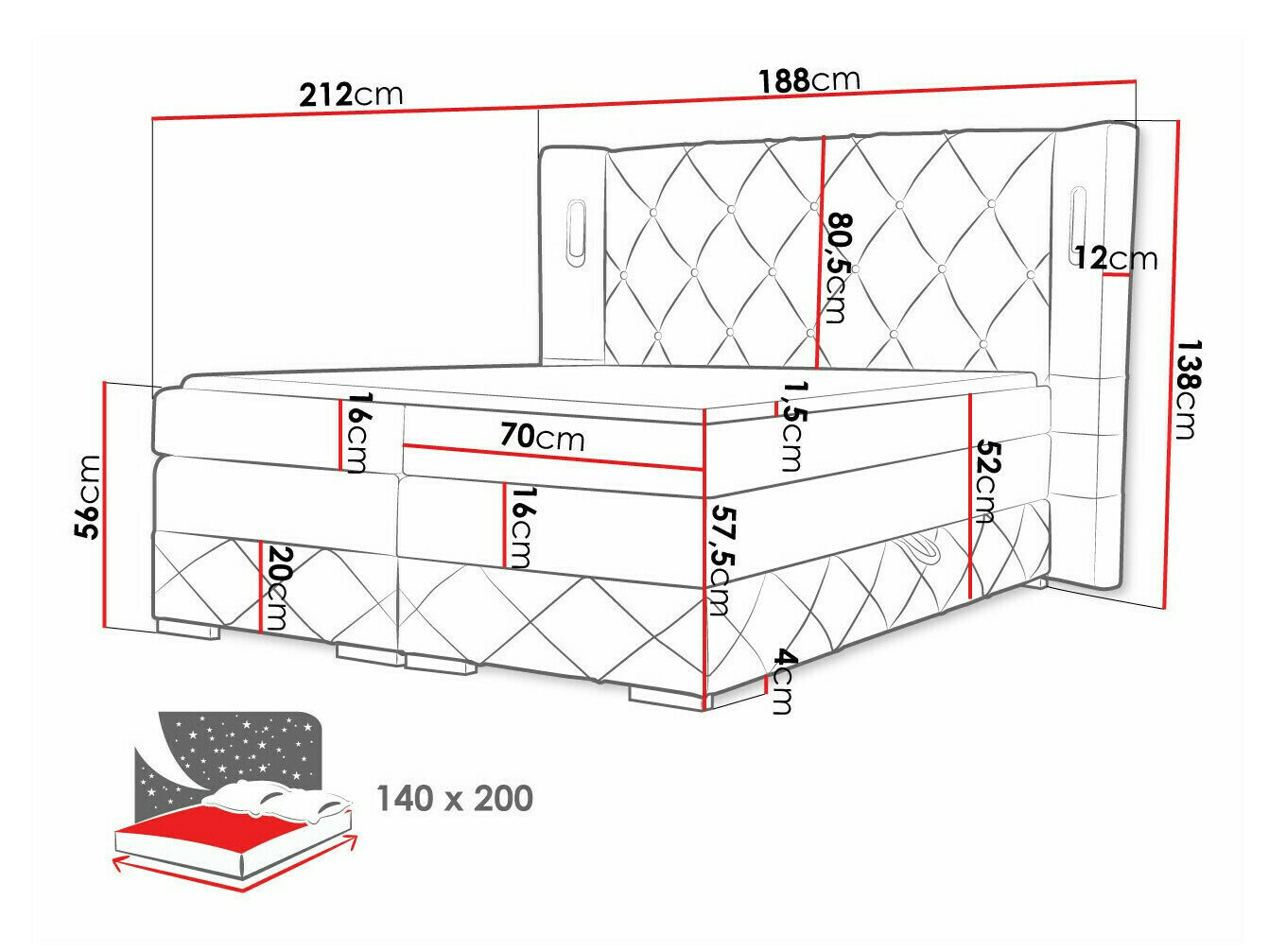 Pat boxspring Historia (Kameleon 48)