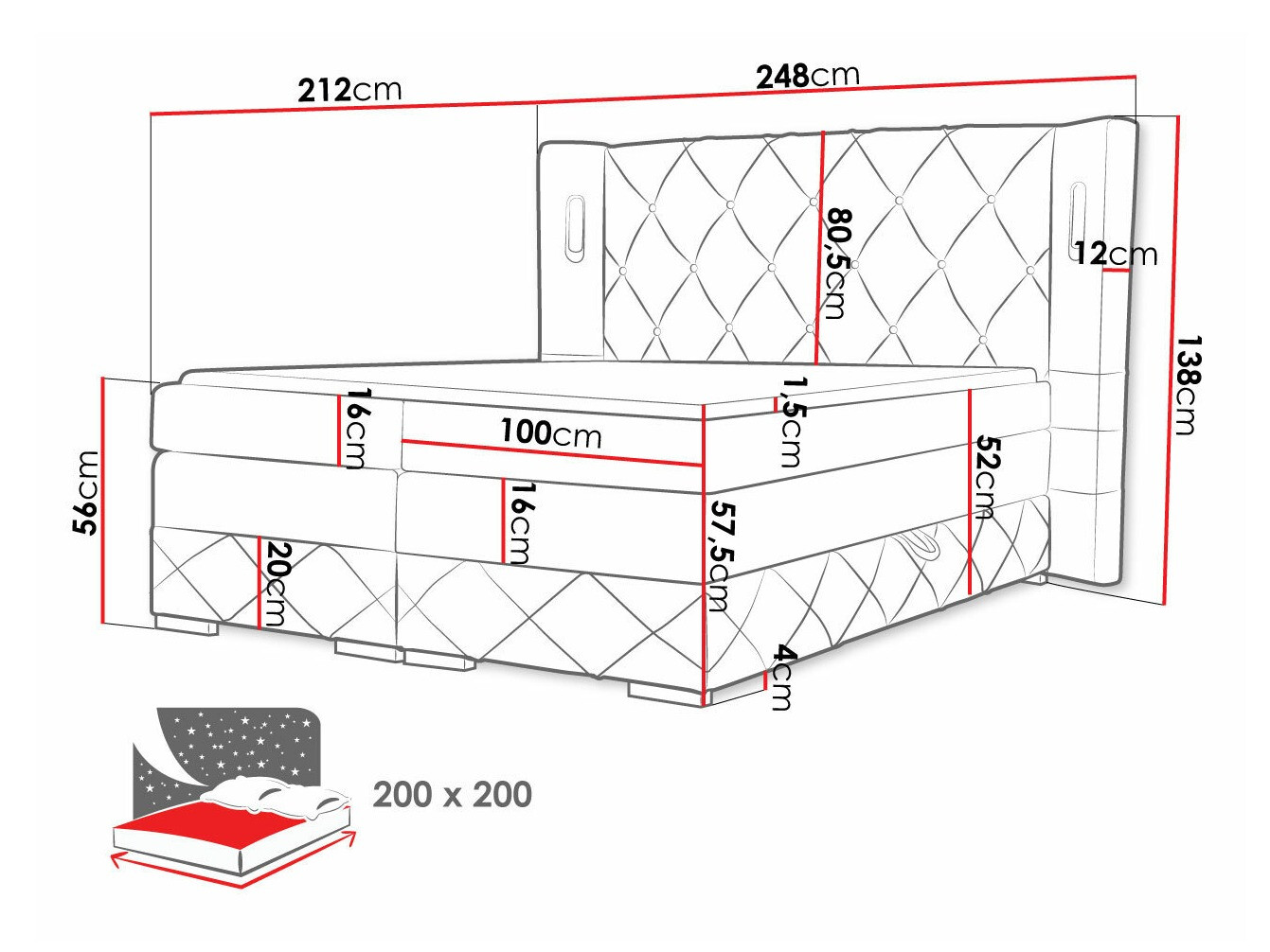 Pat boxspring Historia (Kameleon 84)