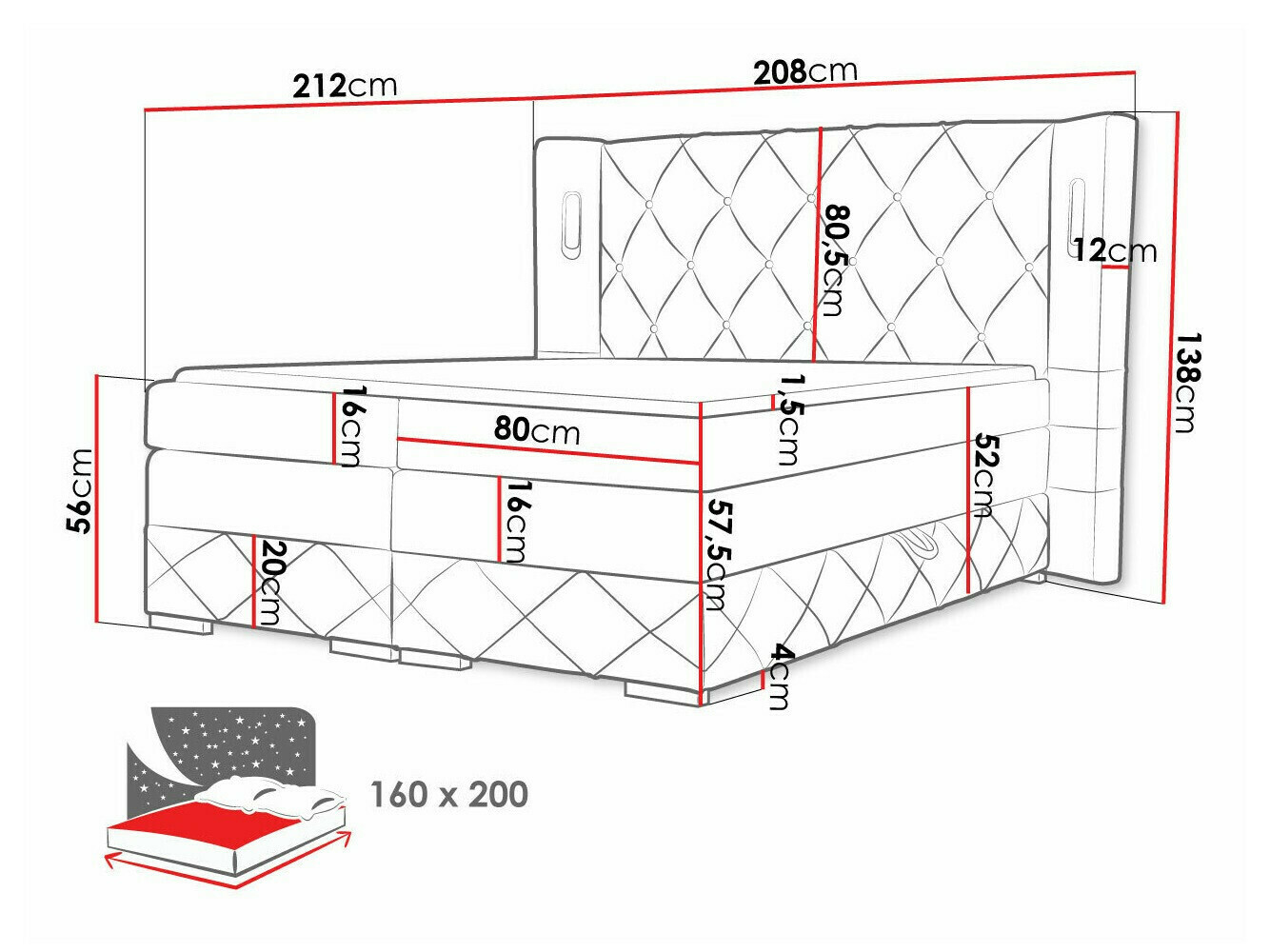 Pat boxspring Historia (Kameleon 92)