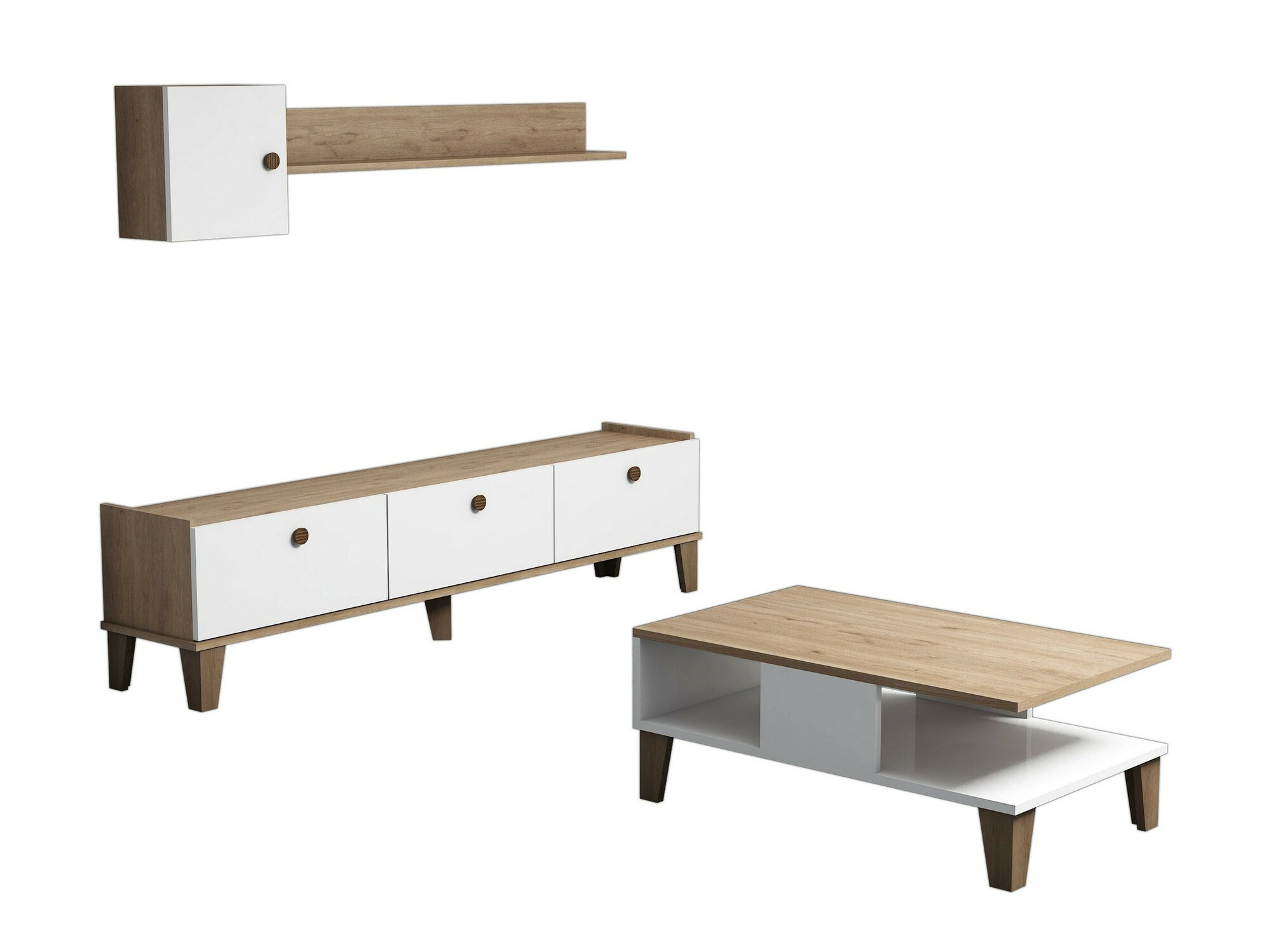 Set de living Kailua 723 (Stejar + Alb)