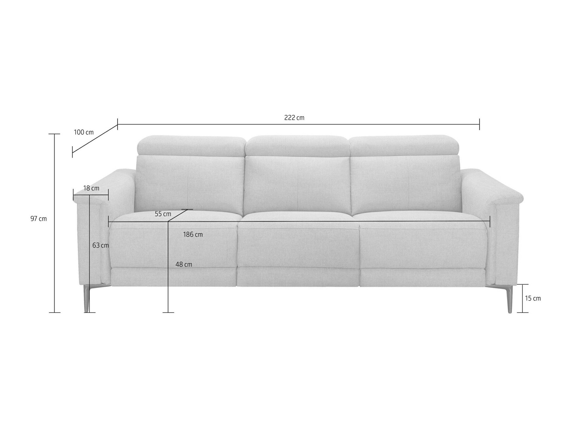Canapea recliner Evamare 104 (Gri)