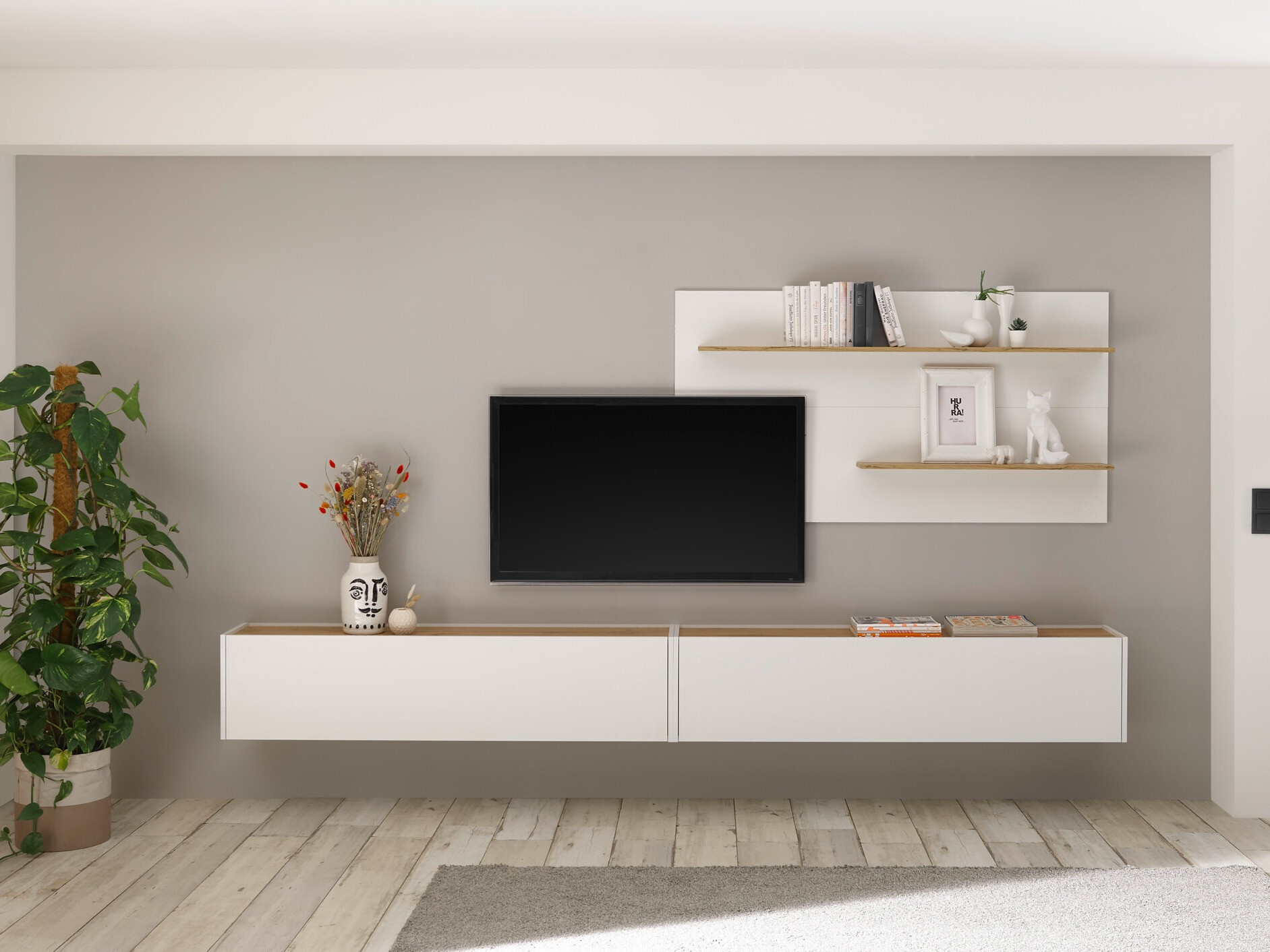 Set de living Elbsori 120 (Alb + Stejar Wotan)