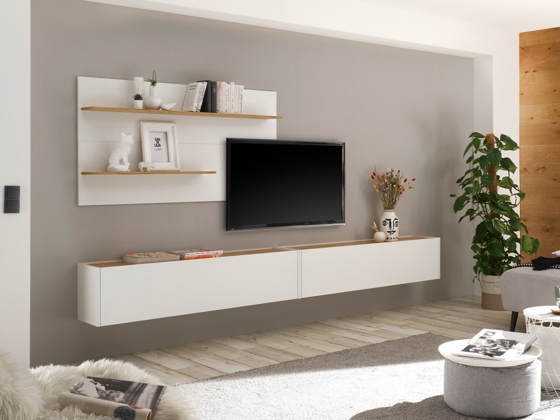 Set de living Elbsori 120 (Alb + Stejar Wotan)