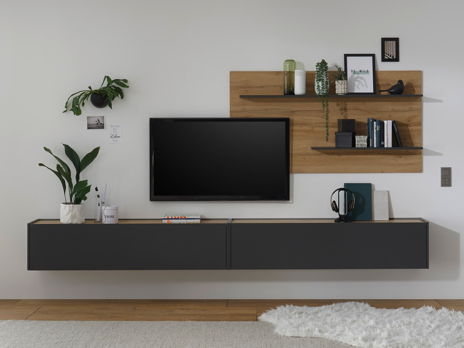 Set de living Elbsori 120 (Antracit + Stejar Wotan)