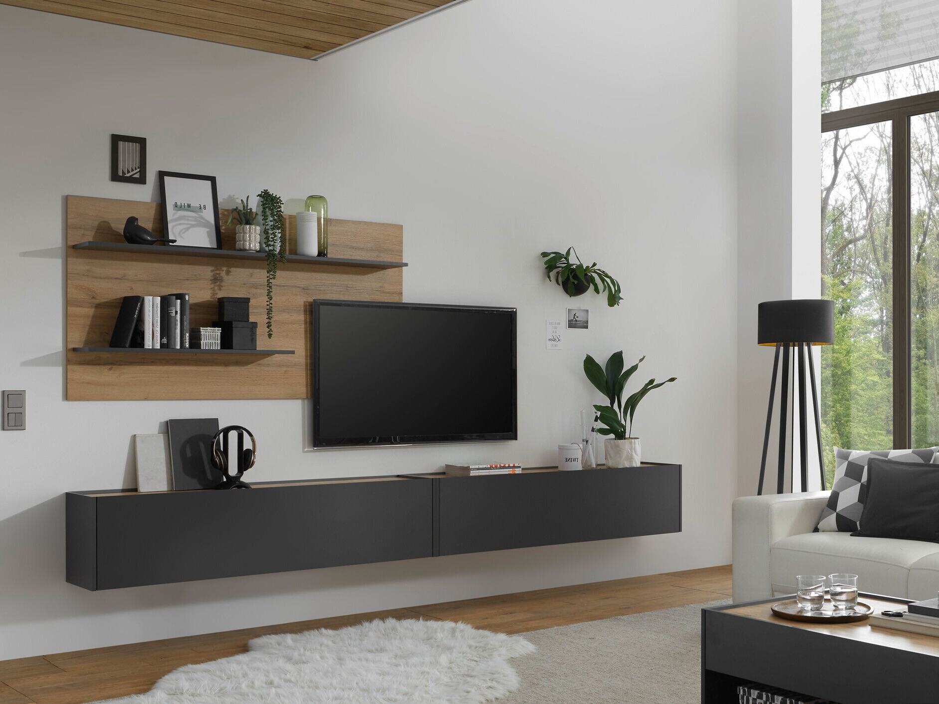 Set de living Elbsori 120 (Antracit + Stejar Wotan)