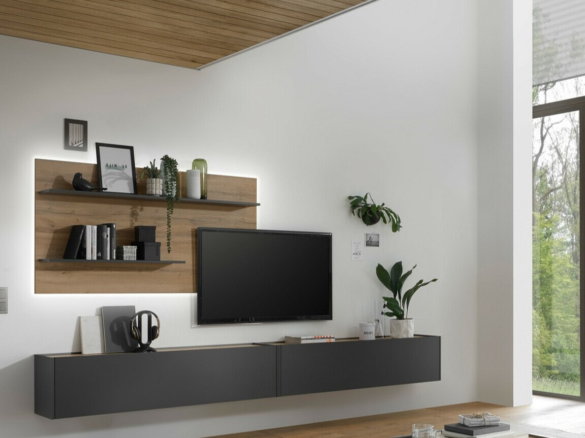 Set de living Elbsori 120 (Antracit + Stejar Wotan)