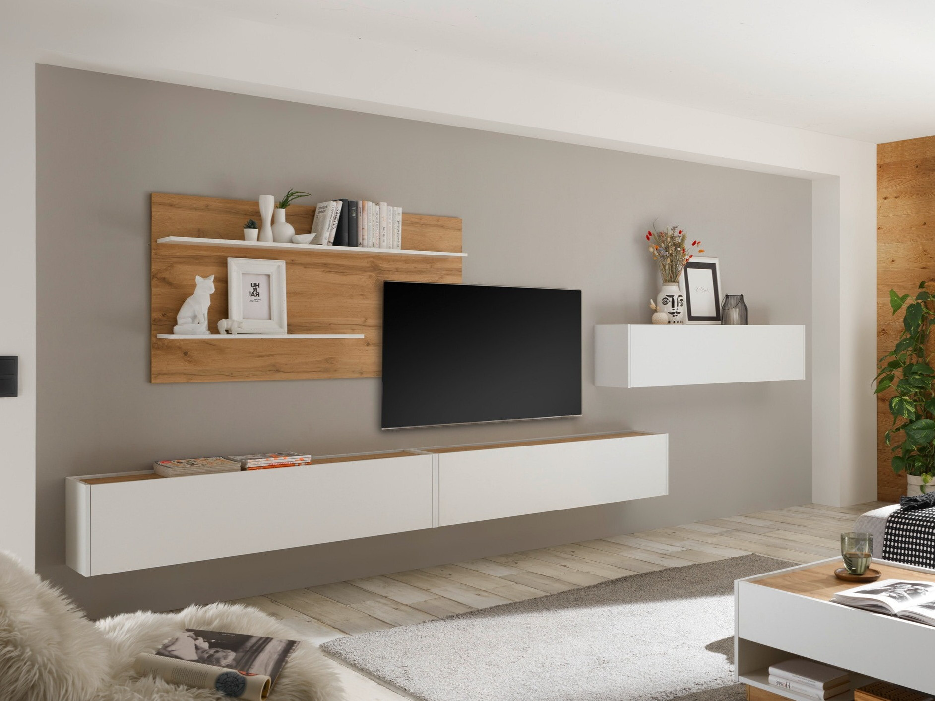 Set de living Elbsori 121 (Alb + Stejar Wotan)