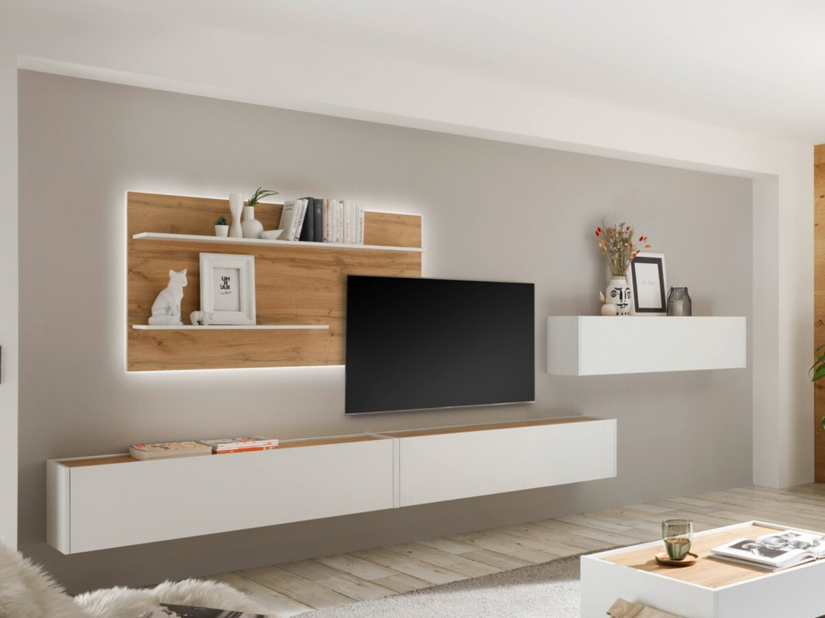 Set de living Elbsori 121 (Alb + Stejar Wotan)