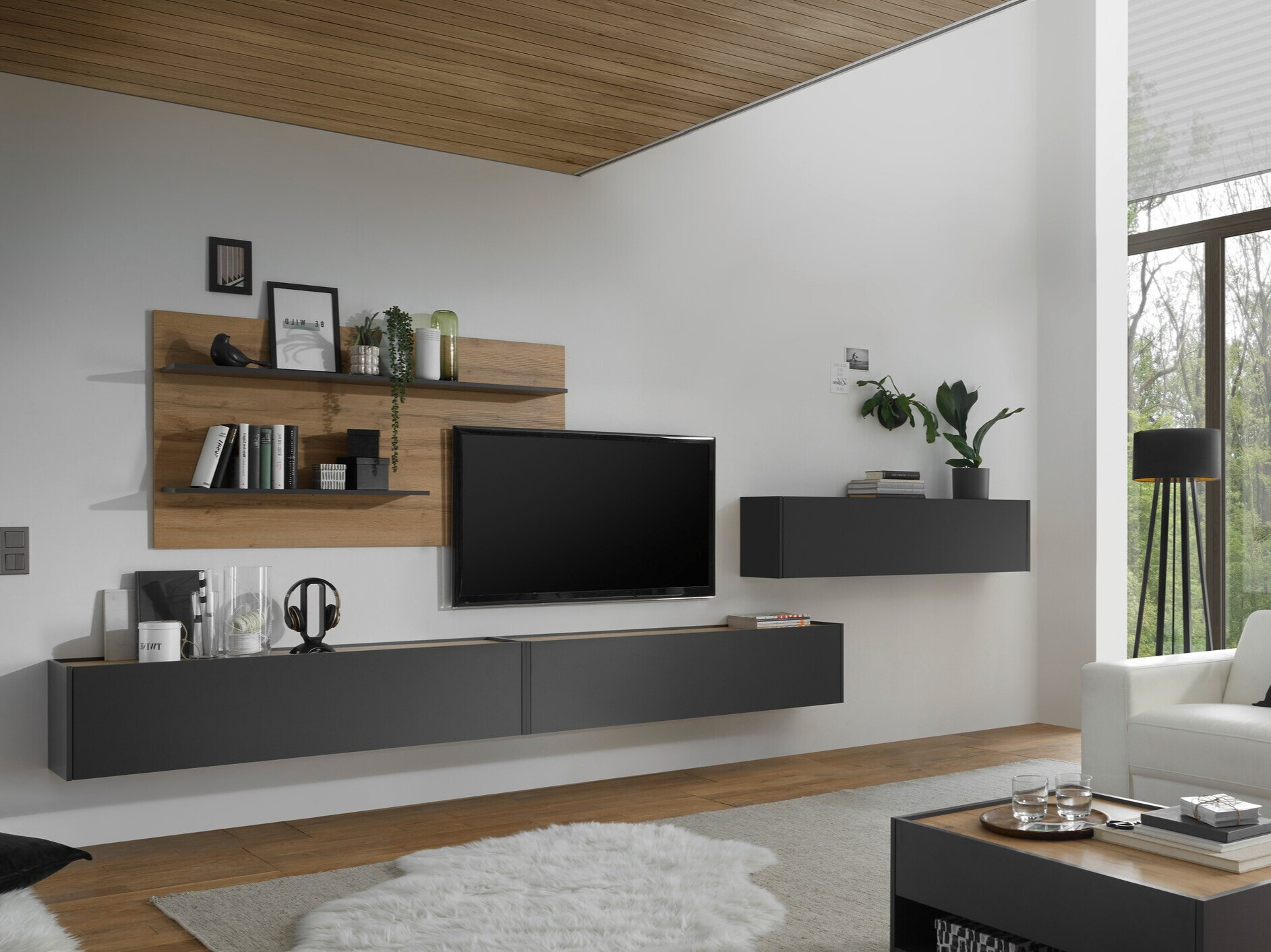 Set de living Elbsori 121 (Antracit + Stejar Wotan)