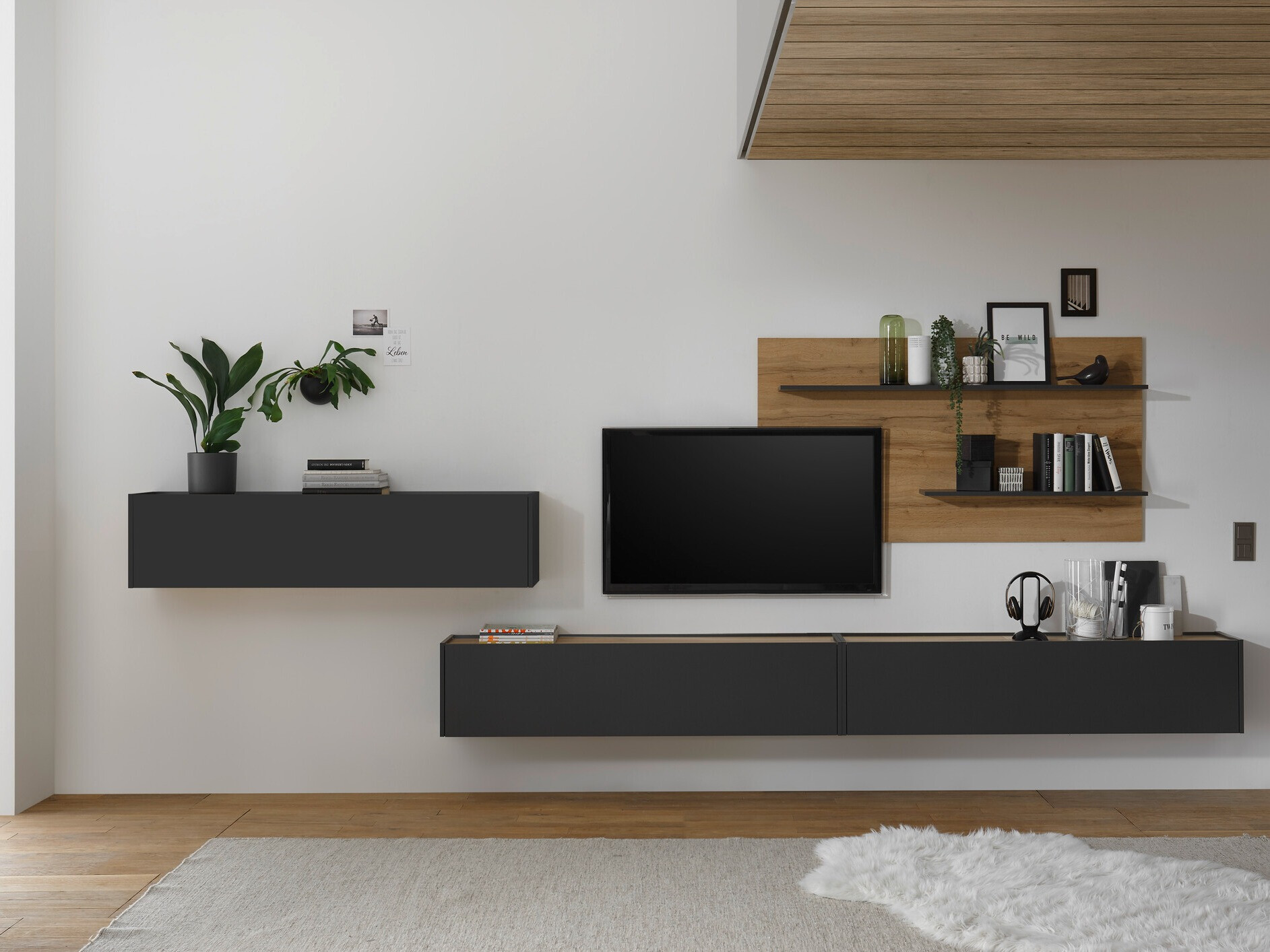 Set de living Elbsori 121 (Antracit + Stejar Wotan)