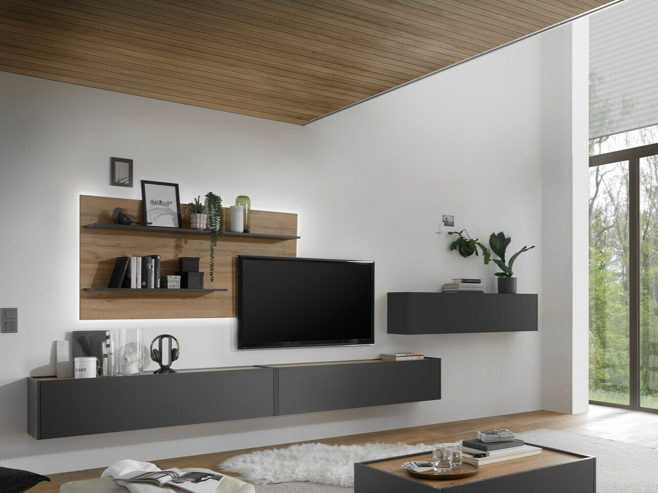 Set de living Elbsori 121 (Antracit + Stejar Wotan)