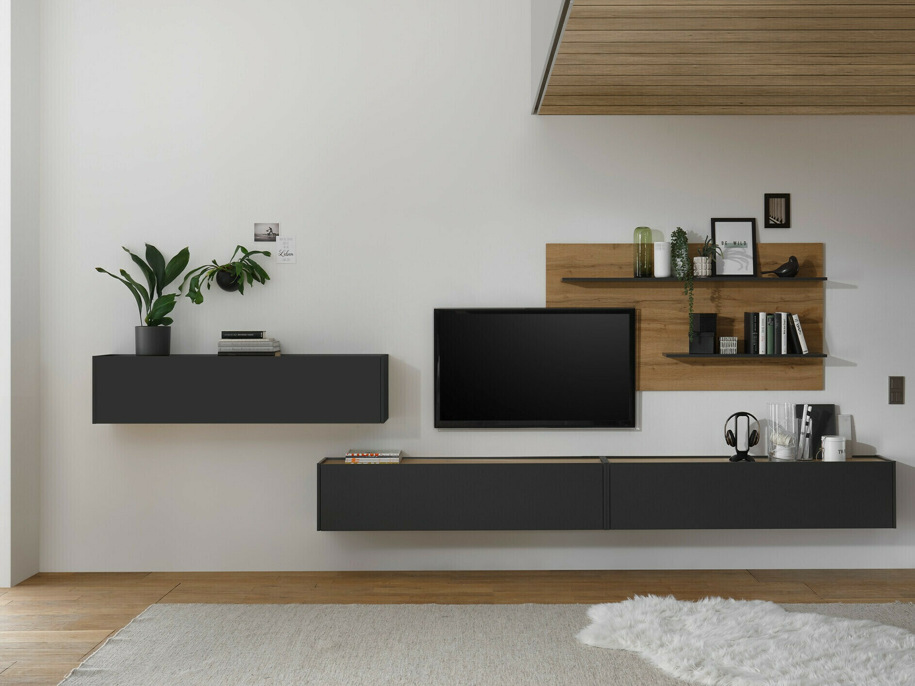 Set de living Elbsori 121 (Antracit + Stejar Wotan)