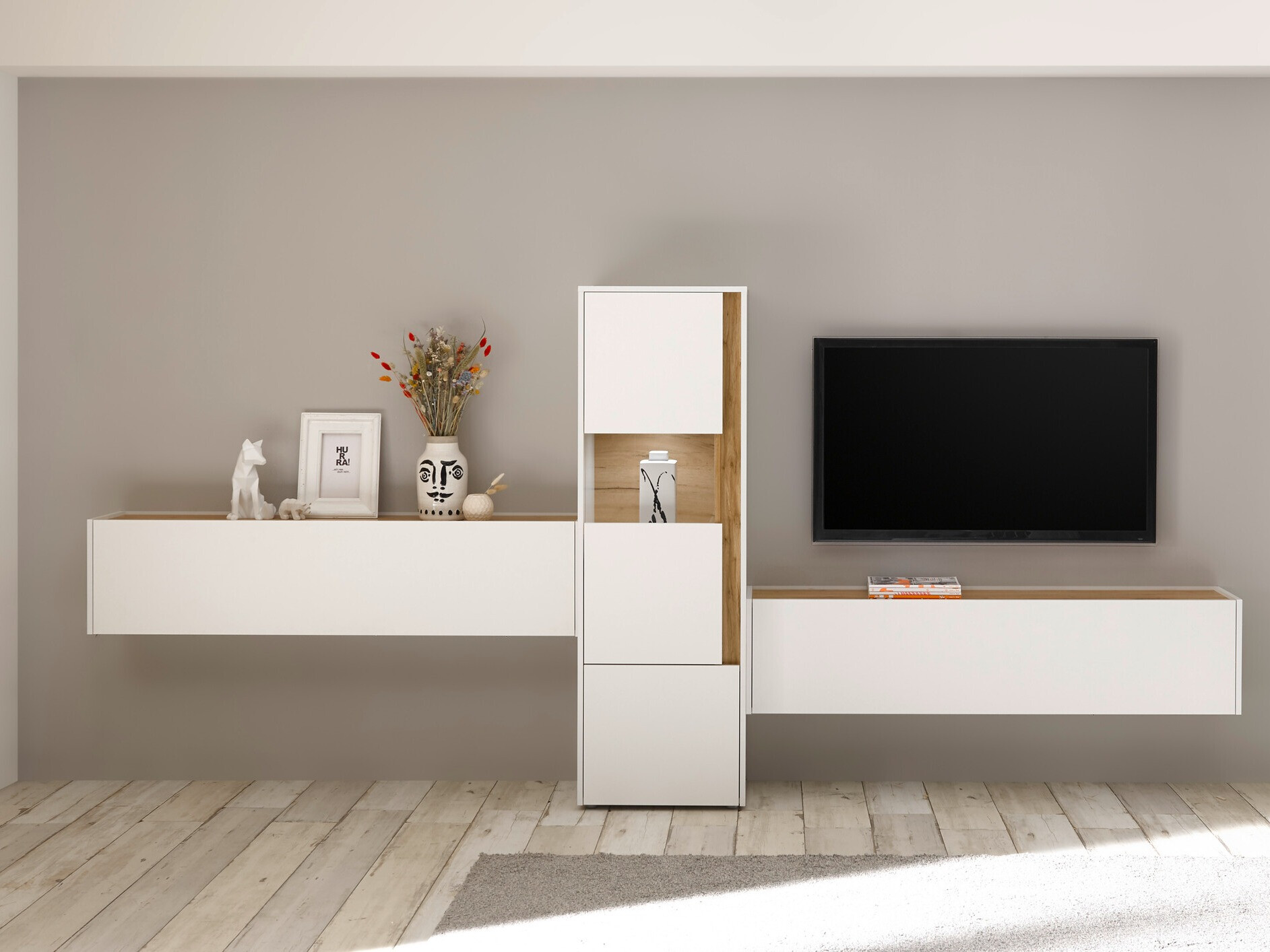 Set de living Elbsori 122 (Alb + Stejar Wotan)